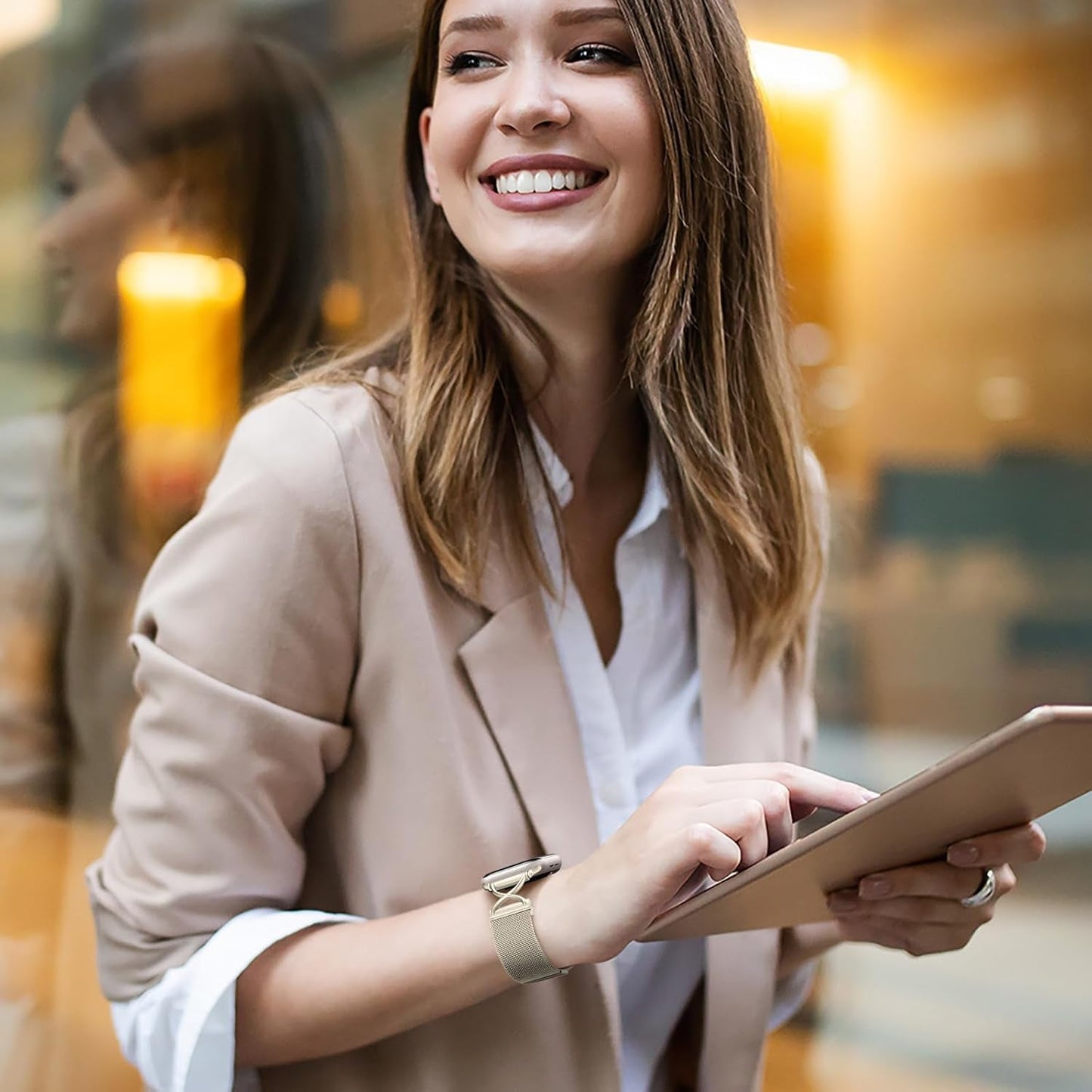 Dirrelo Metal Band Compatible for Apple Watch Bands for Women 40Mm 41Mm 38Mm 44Mm 45Mm 42Mm 49Mm, Mesh Magnetic Strap with X-Shape Stainless Steel Clasp for Iwatch Ultra 2, Series 9/8/7/6/5/4/3/2/1/SE