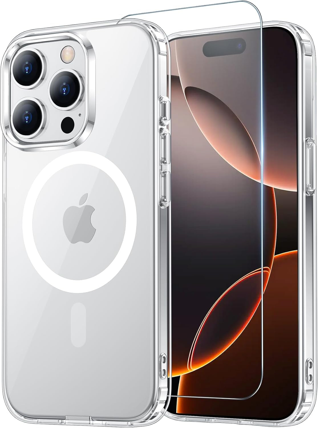 Temdan for Iphone 17 Pro Max Case Clear with Screen Protector, Compatible with Magsafe, Anti-Yellowing, Military-Grade Protection, Shockproof Slim Magnetic Phone Case Cover, Transparent