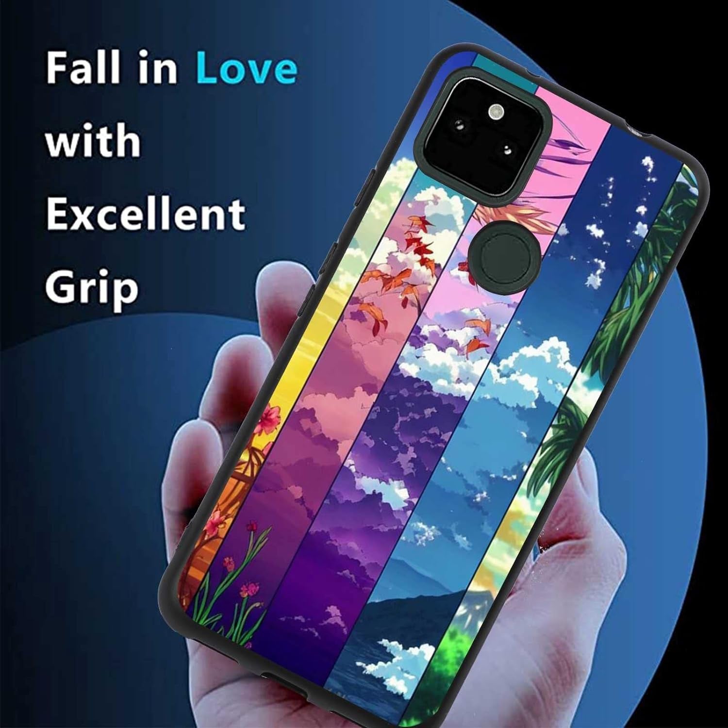 Compatible with Google Pixel 5A 5G Anime Case, Anime Nature Landscape Collage Pattern for Google Case Men Women, Soft Silicone Trendy Shockproof Case for Google  taciengbo   