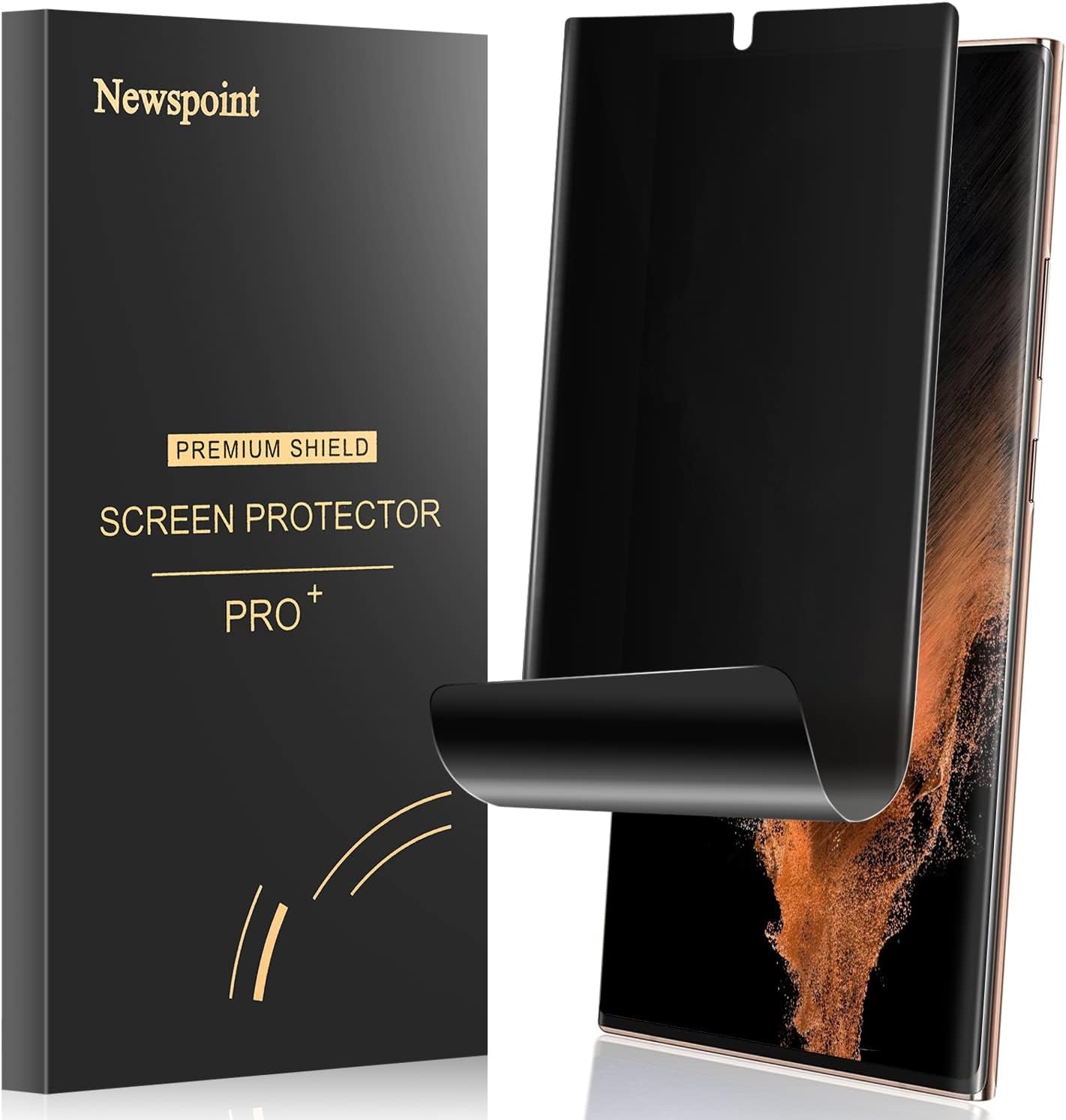 Galaxy S22 Ultra Privacy Screen Protector, [Case Friendly] [Support Fingerprint Unlock] Soft Film for Samsung Galaxy S22 Ultra 5G (6.8"), Full Adhesive, Anti-Scratch, 3D Curve Fit, Touch Sensitive