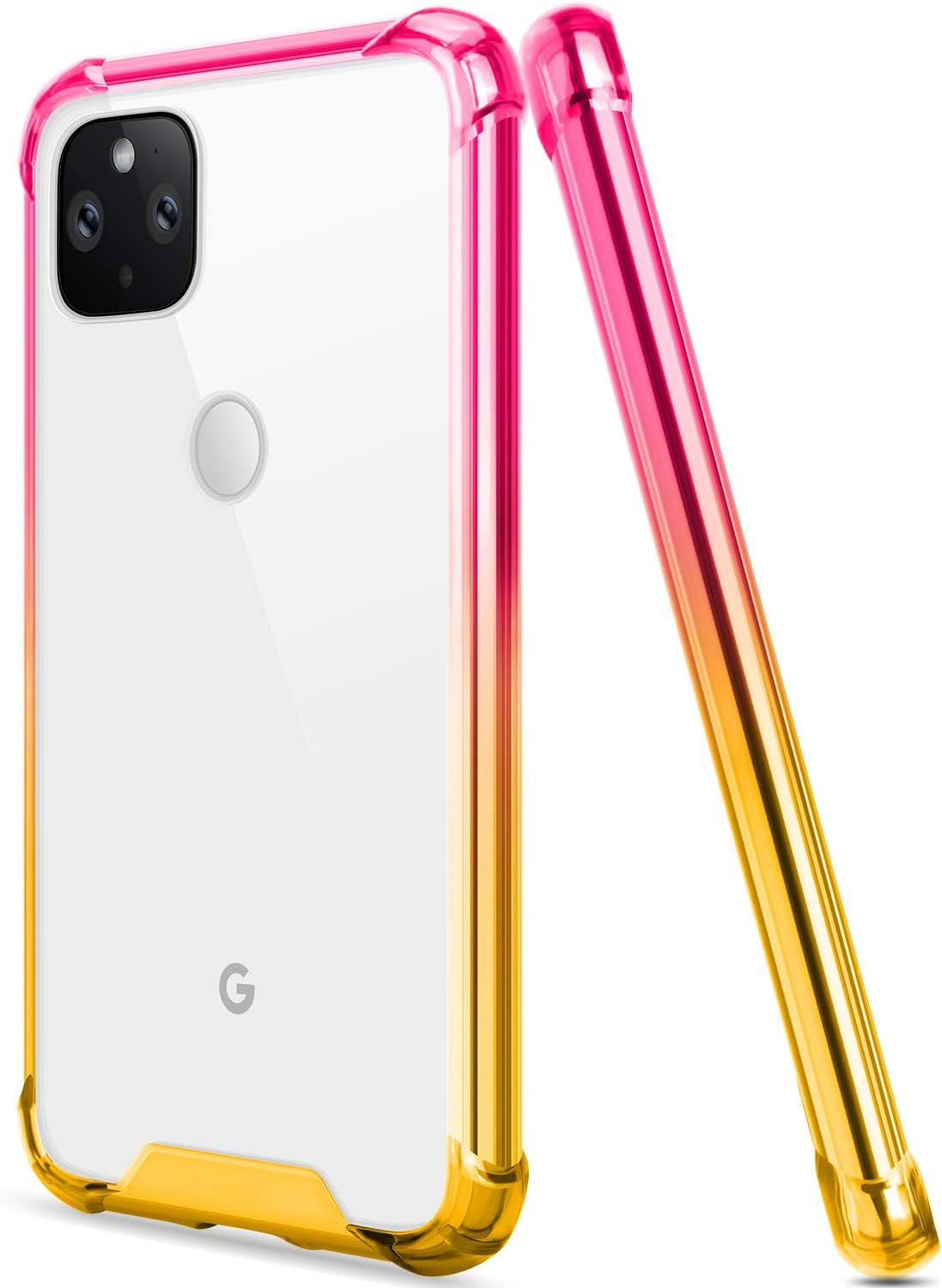 Salawat for Google Pixel 5 Case, Clear Cute Gradient Slim Phone Case Cover Reinforced TPU Bumper Hard PC Back Shockproof Protective Case for Google Pixel 5 6.0 Inch 2020 (Pink Gold)  SALAWAT Pink Gold  