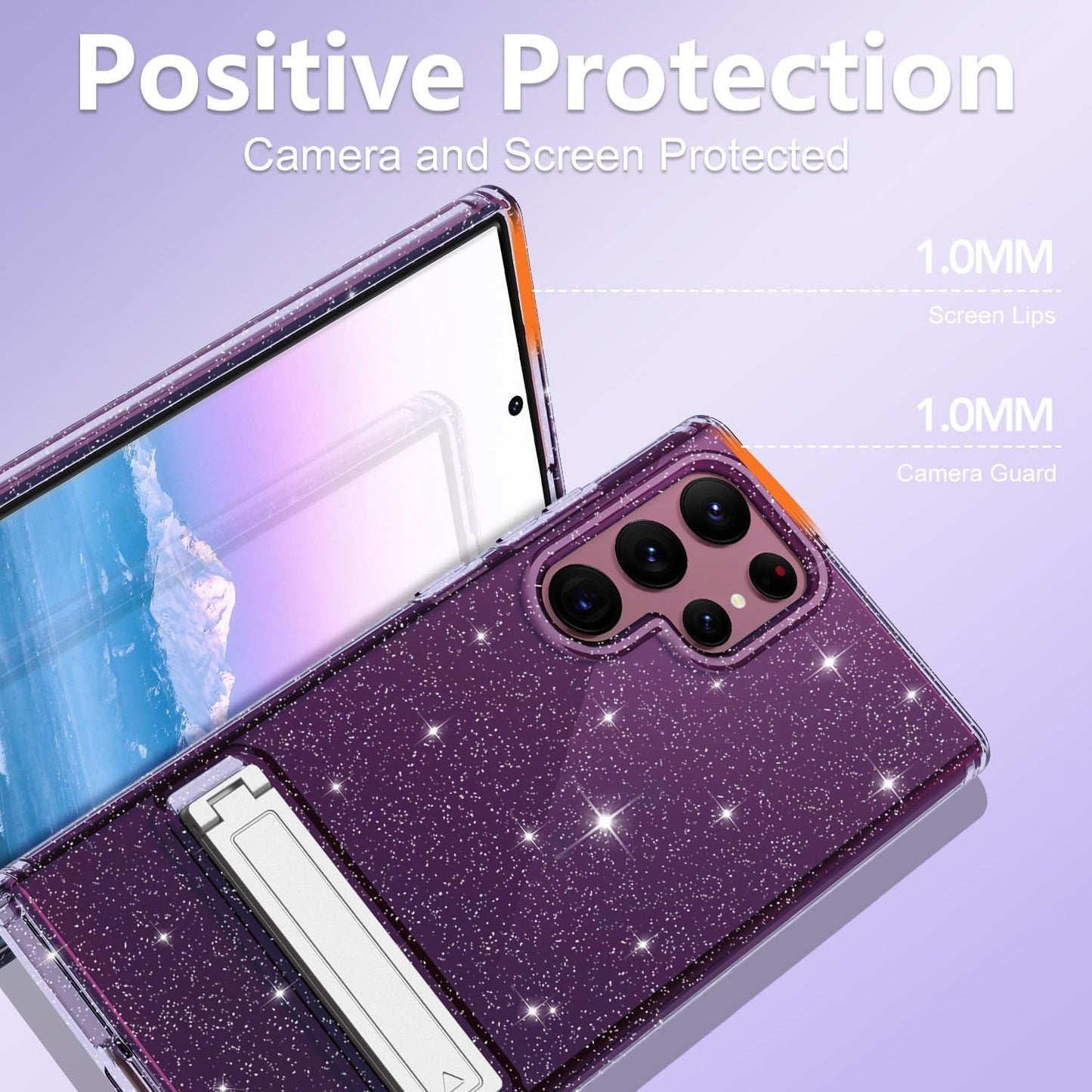Btscase for Samsung Galaxy S22 Ultra 5G Case, with Adjustable Metal Kickstand, Crystal Clear Soft Flexible TPU Slim Shockproof Drop Protective Girls Women Men Cover for Galaxy S22 Ultra 5G, Purple