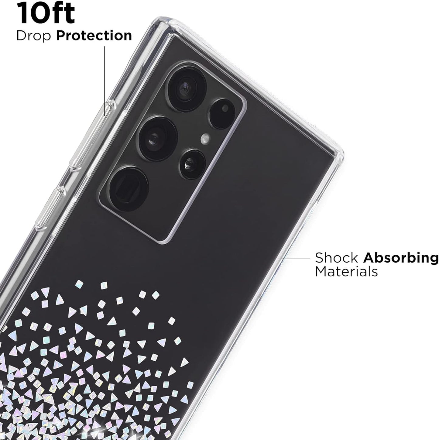 Case-Mate - TWINKLE OMBRE - Case for Samsung Galaxy S22 Ultra - Reflective Foil Elements - 10 Ft Drop Protection - 6.8 Inch - Stardust