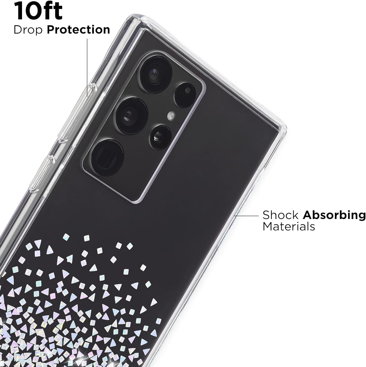 Case-Mate - TWINKLE OMBRE - Case for Samsung Galaxy S22 Ultra - Reflective Foil Elements - 10 Ft Drop Protection - 6.8 Inch - Stardust