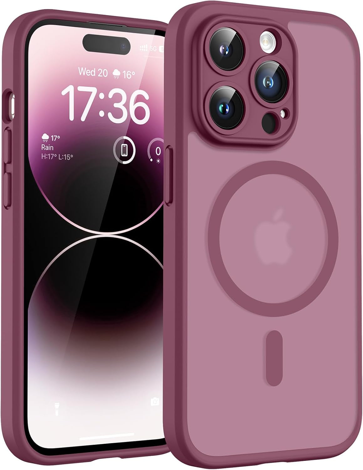 TOCOL for Iphone 17 Pro Case, Compatible with Magsafe, Full Camera Protection, Built-In Magnetic Ring, Drop Protection, Translucent Matte Phone Case for Iphone 17 Pro 6.3 Inch (Black)