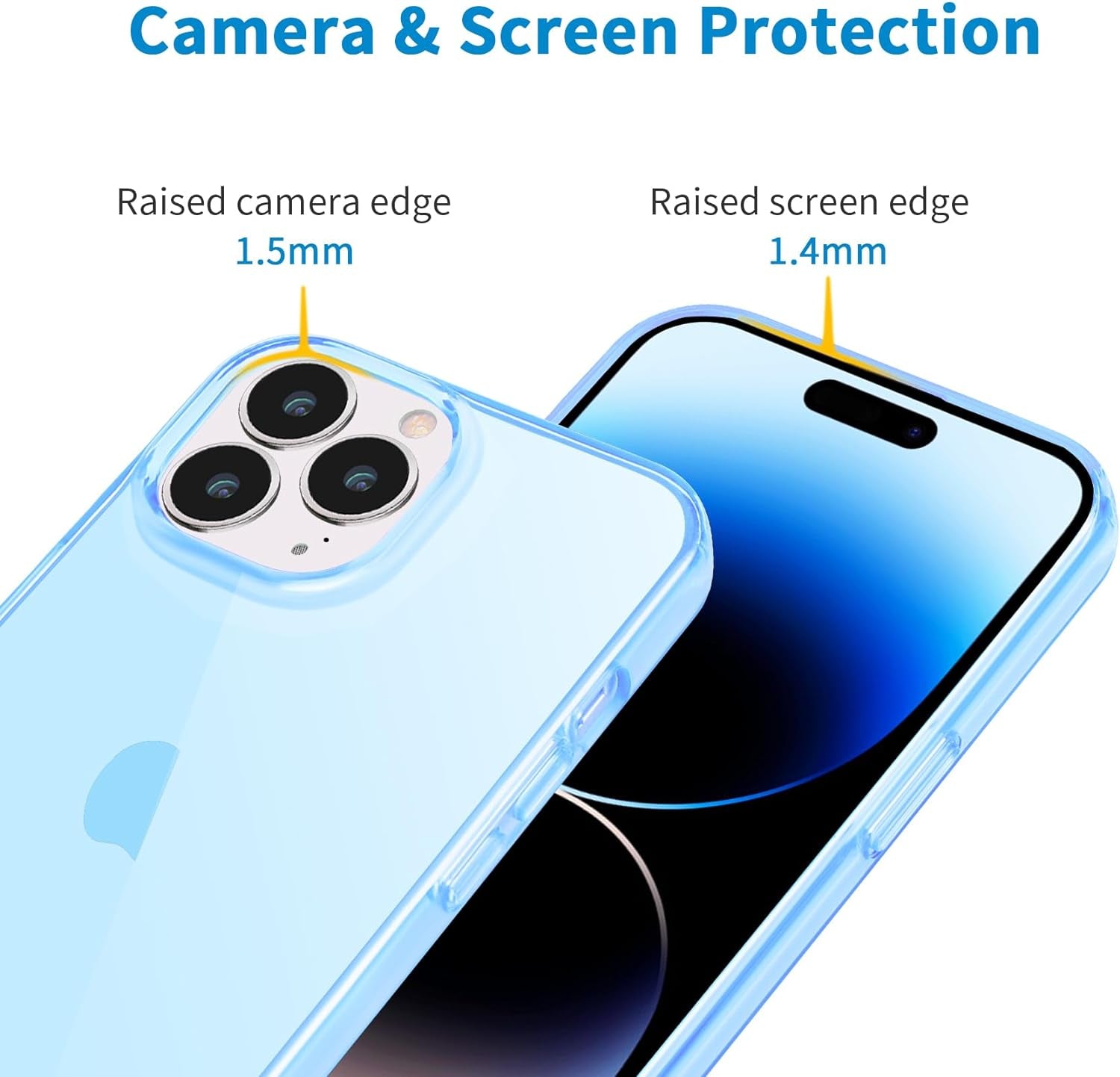 Jjgoo Compatible with Iphone 14 Pro Case, Clear Soft Shockproof Protective Slim Thin Bumper Cover Transparent Phone Case, Translucent Blue  JJGoo   