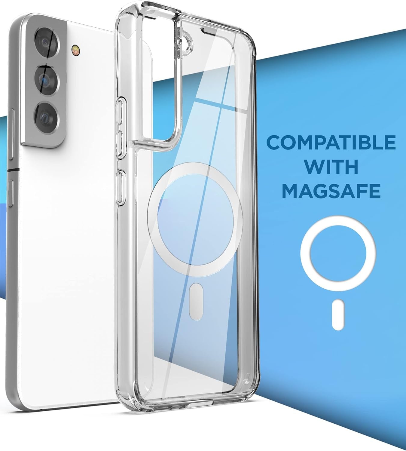 ENCASED Clear Back for for Samsung Galaxy S22 plus Case, Slim Magnetic Phone Case Compatible with Magsafe (S22+)