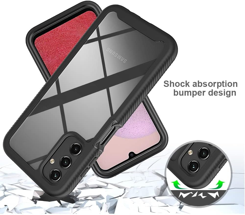 For Samsung Galaxy A14 5G Case Hybrid Drop Protection Clear Case Heavy Duty Hard Rugged Anti-Slip Bumper Anti-Scratch Armor Protective Phone Cover for Samsung Galaxy A14 Black