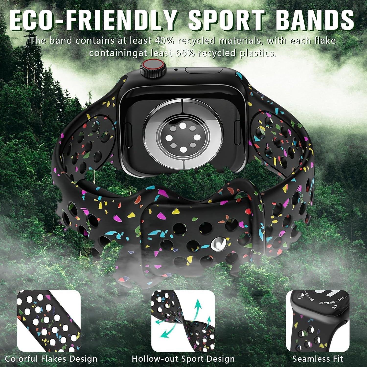 4 Pack Sport Bands Compatible with Apple Watch Band 38Mm 40Mm 41Mm 42Mm 44Mm 45Mm 49Mm for Women Men, Soft Silicone Breathable Strap Wristband for Iwatch Series SE 9 8 7 6 5 4 3 2 1 Ultra