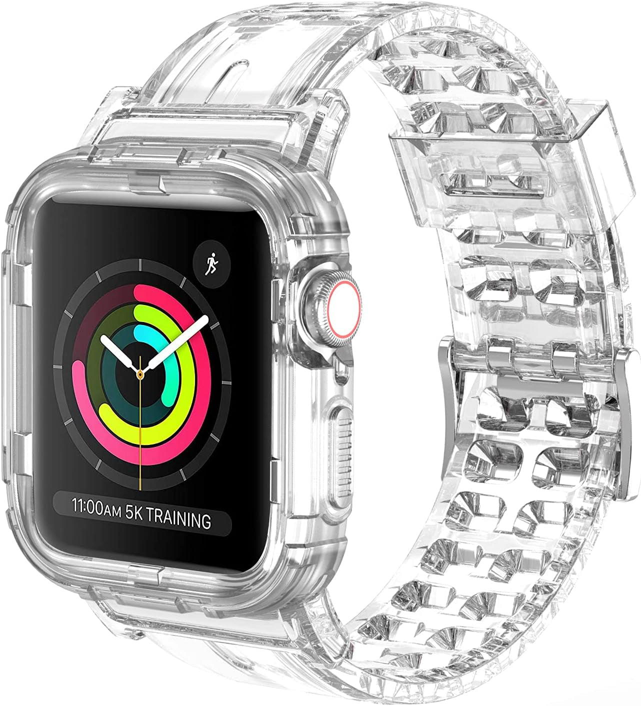 Compatible for Apple Watch Band 45Mm 44Mm 42Mm with Bumper Case - Sports Men Women Bands for Iwatch Series 6 5 4 3 2 1 SE, TPU Rugged Sports Band with Full Protection Case for Girl/Women…