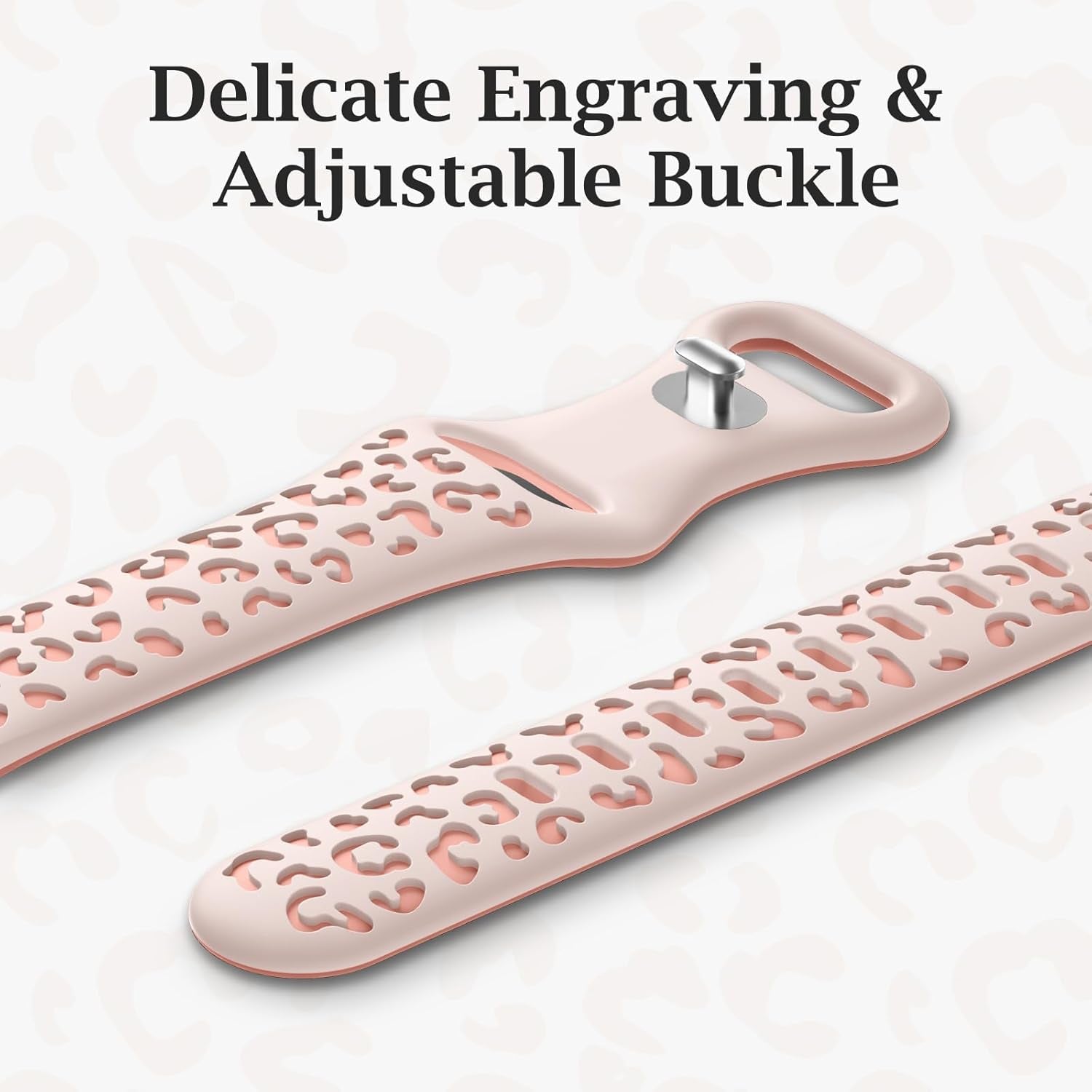 Daqin Slim Leopard Engraved Band Compatible with Apple Watch Bands 40Mm 38Mm 41Mm 44Mm 45Mm 42Mm Women, Soft Silicone Feminie Cheetah Thin Sport Wristbands for Iwatch Bands Series 9 8 7 6 5 4 3 2 1 SE