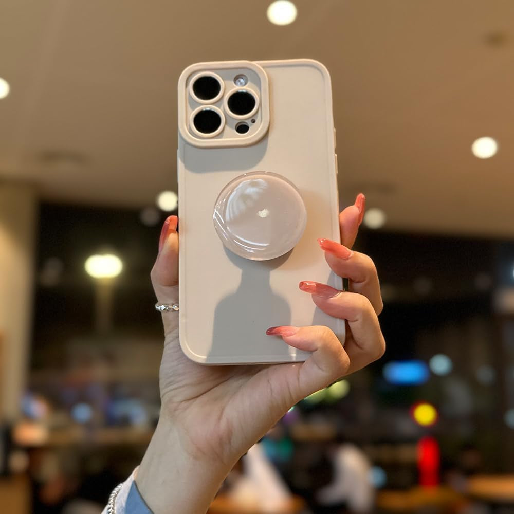 MUYEFW Silicone Case for Iphone 15 Pro Max Case 6.7-Inch, Women with Ring Holder Expanding Kickstand, Girl Cute Rubber Protective Phone Cover (Green)  MUYEFW White  