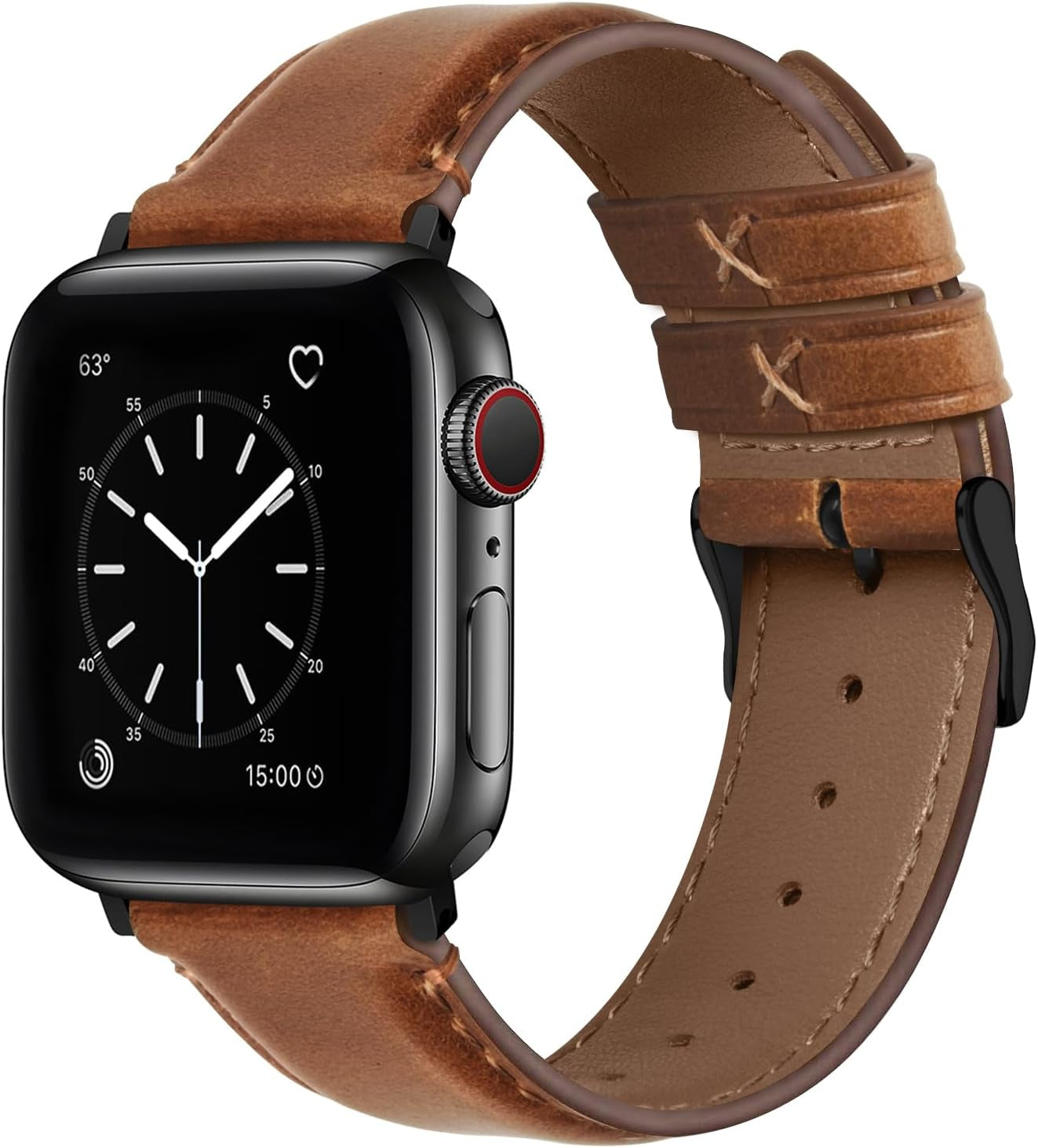 Fullmosa Retro Leather Bands Compatible with Apple Watch 38Mm 40Mm 41Mm for Men Women, Top Grain Real Leather Strap for Iwatch Series 9/8/7/6/5/4/3/2/1/SE/SE2, Brown+Black Buckle