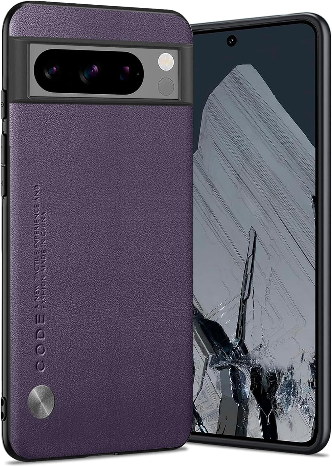 For Google Pixel 8 Pro Case 5G, Soft TPU Artificial Leather Case,Extremely Light Ultra-Light Camera Protection Leather Cover Case for Google Pixel 8 Pro 5G (White)  Puxssul Purple  