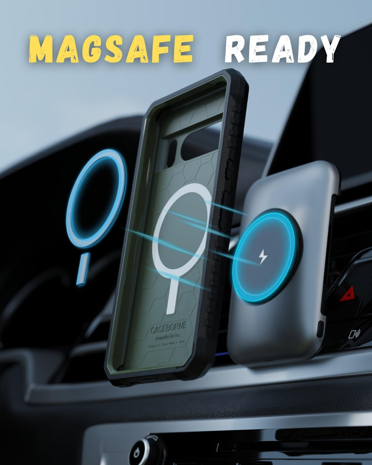 Caseborne Compatible with Google Pixel 8 Pro Protective Case - 5-Layer Construction, Compatible with Magsafe, Slim yet Rugged with Tempered Glass Screen Protector Green  Caseborne   