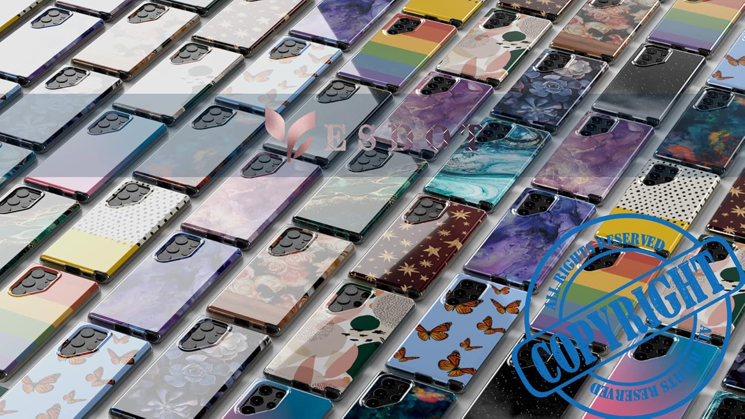 Esdot Compatible with Samsung Galaxy S22 Ultra Case,Passing 21Ft Drop Test,With Fashion Designs for Women Girls,Protective Phone Case for Galaxy S22 Ultra 6.8" Elegant Purple Marble