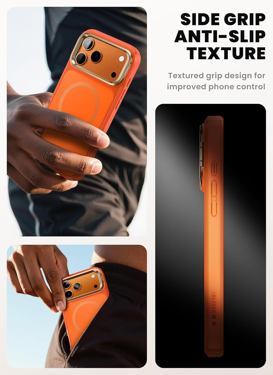 I-Blason for Iphone 17 Pro Max Case Magsafe with Stand [9H+ Tempered Glass Screen Protector] [Camera Control Button Cover] Military-Grade Protection Full-Body Heavy Duty Magnetic Case, Coral