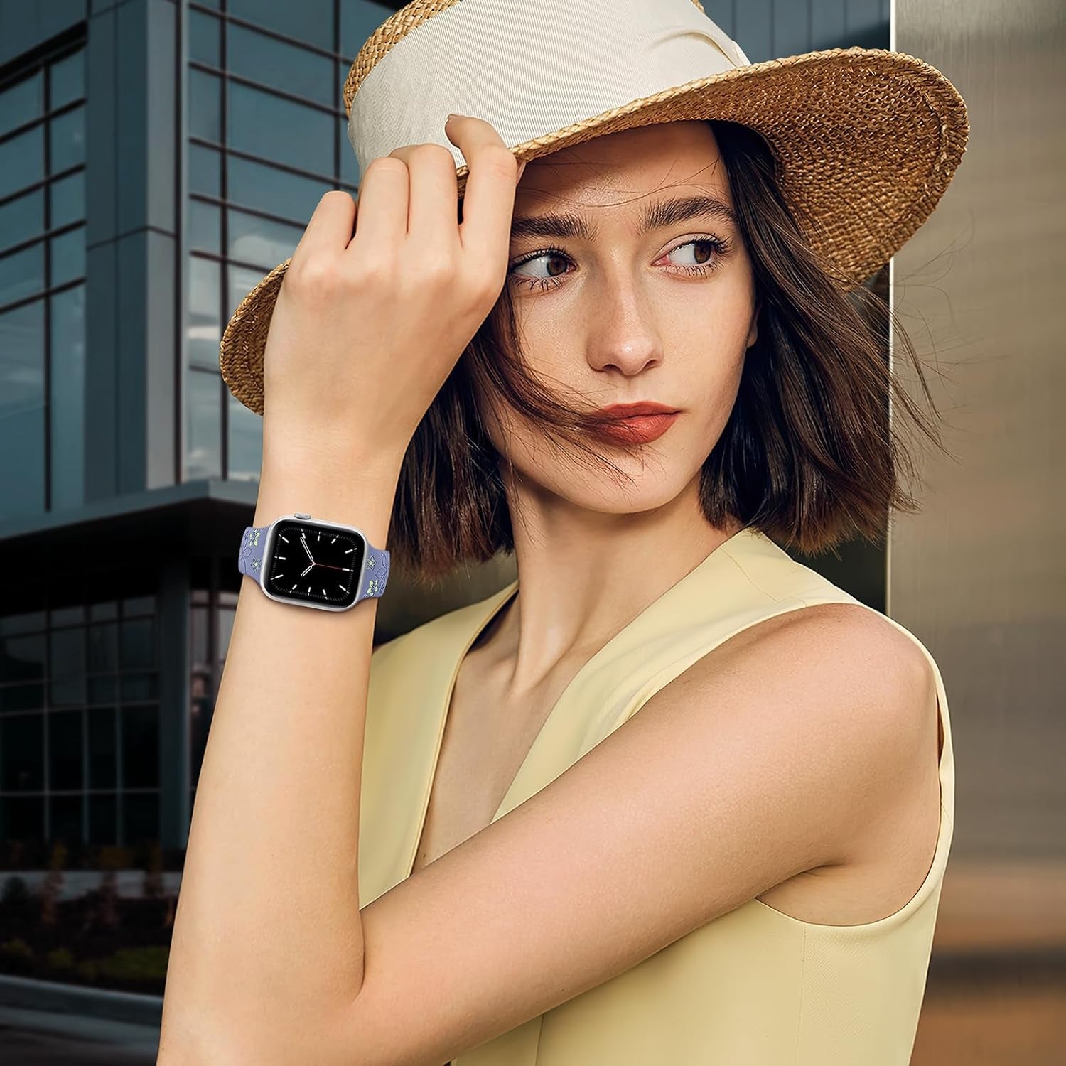 Floral Engraved Bands Compatible with Apple Watch Band 41Mm 40Mm 44Mm 45Mm 42Mm 38Mm 49Mm for Women,Cute Flower Iwatch Bands Soft Silicone Sport Strap for Iwatch Series SE 9 8 7 6 5 4 3 2 1 Ultra