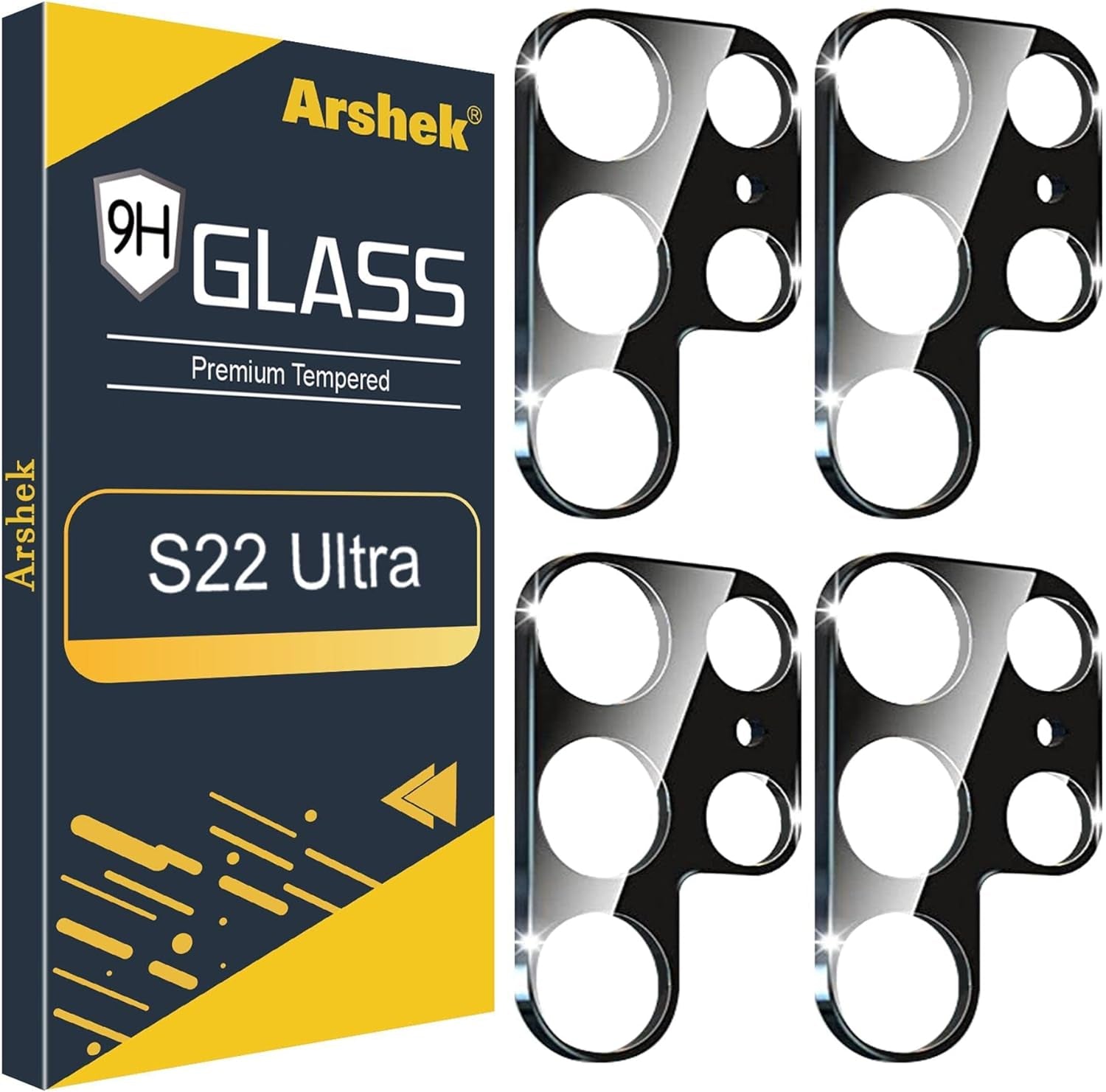 Arshek [4 Pack] Camera Lens Protector Cover for Samsung Galaxy S22 Ultra 5G, 9H Tempered Glass Camera Screen Protector, Case