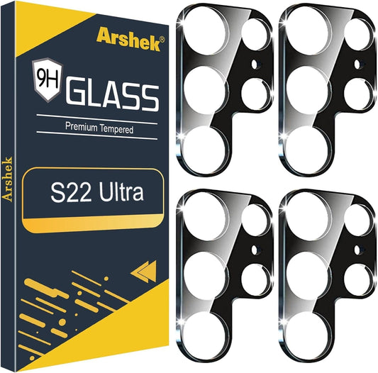 Arshek [4 Pack] Camera Lens Protector Cover for Samsung Galaxy S22 Ultra 5G, 9H Tempered Glass Camera Screen Protector, Case