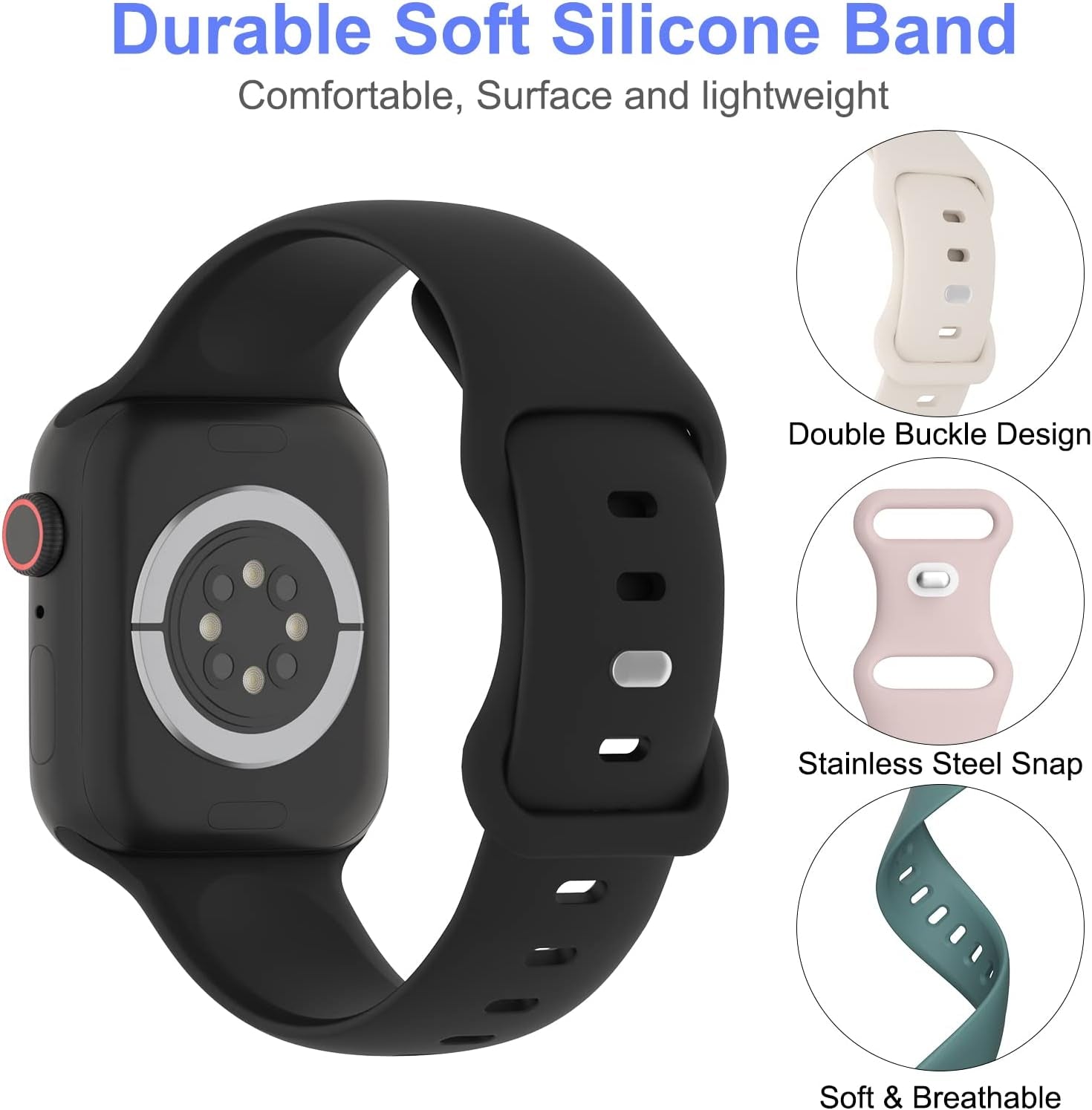 DYKEISS 5 Pack Sport Bands Compatible with Apple Watch Band 49Mm 45Mm 44Mm 42Mm 41Mm 40Mm 38Mm, Soft Silicone Strap Replacement Wristband for Iwatch Ultra Series 8 7 6 5 4 3 2 1 SE Women Men