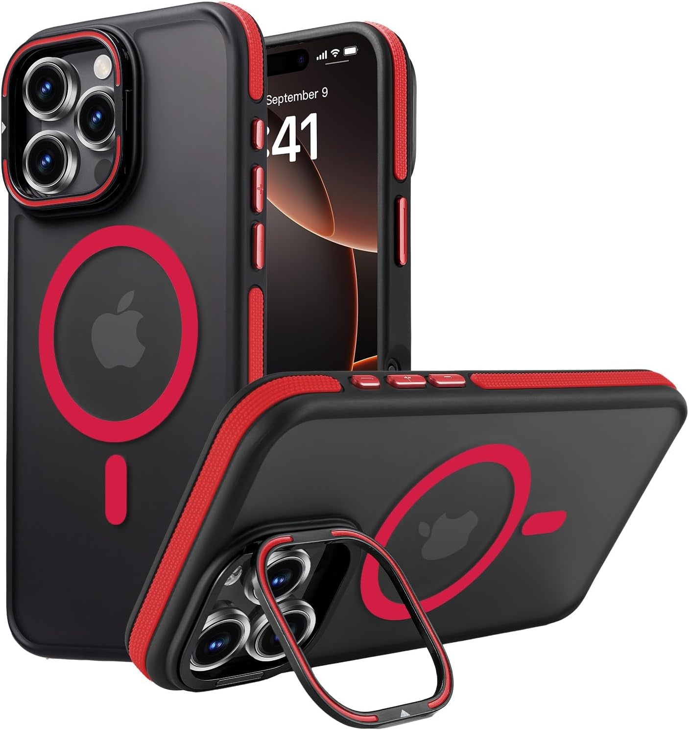 For Iphone 17 Pro Max Case with Camera Lens Protector[10Ft Military-Grade Protection] Compatible with Fit Magsafe Shockproof Slim Thin Cover Case for Iphone 17 Pro Max 6.9 Inch, Orange Bumper