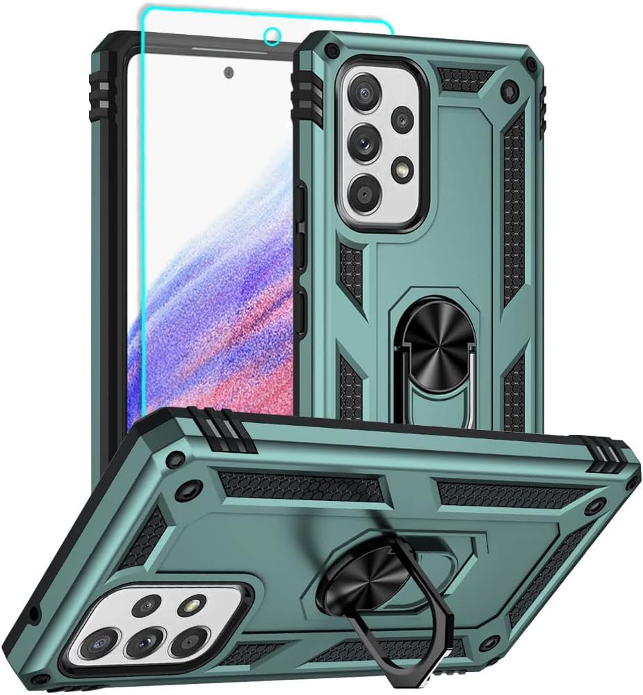 For Samsung A53 5G Case, Galaxy A53 5G Case with HD Screen Protector, [Military Grade 16Ft. Drop Tested] Ring Shockproof Protective Phone Case for Samsung Galaxy A53 5G,Black