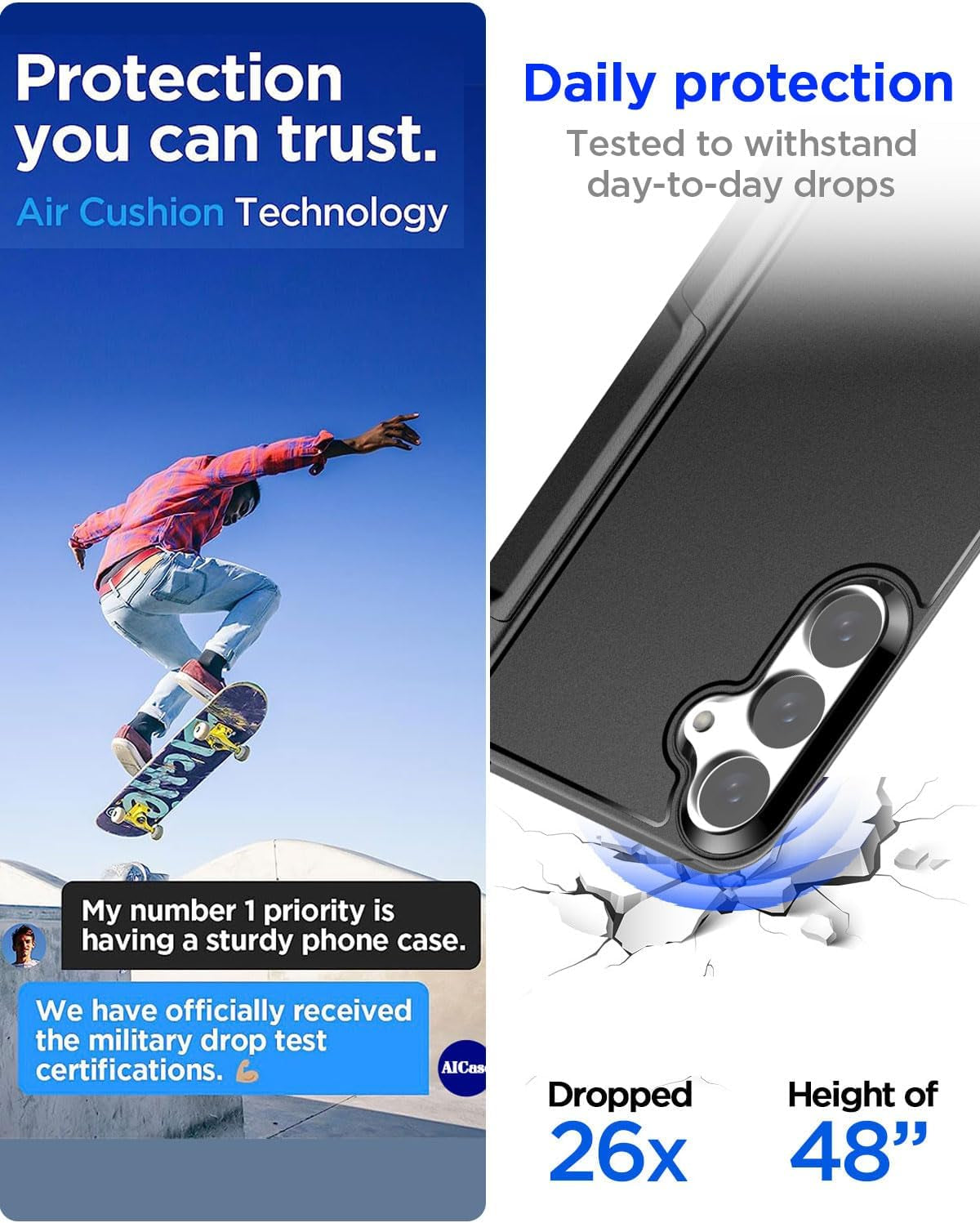 Aicase for Samsung Galaxy S24 Case,Heavy Duty 2-Layer Pocket-Friendly Durable Military Grade Protection Shockproof/Drop Proof Protective Cover for Samsung Galaxy S24 5G 6.1" 2024_9