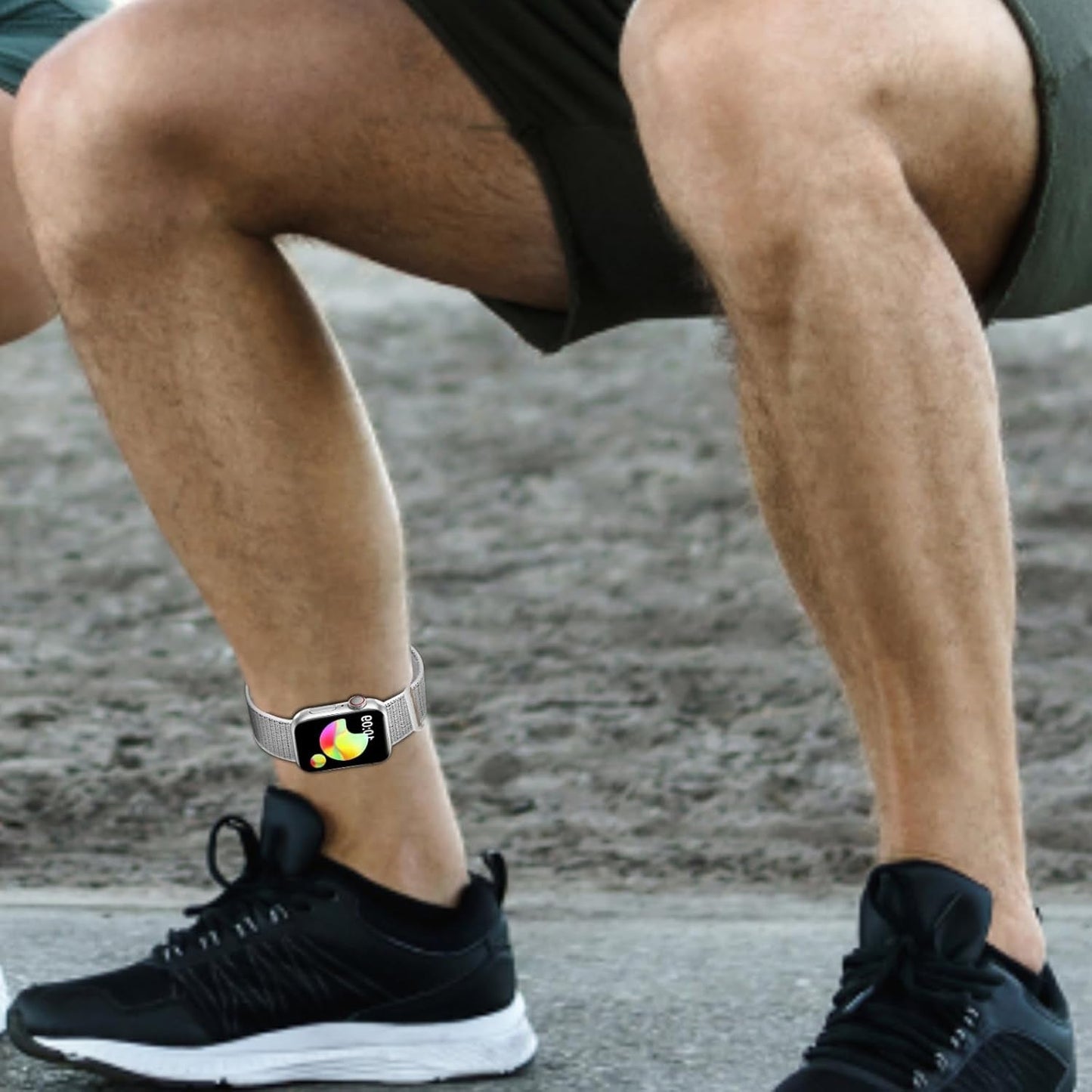 Ankle/Arm Band Compatible with Apple Watch 49Mm 45Mm 44Mm 42Mm 41Mm 40Mm 38Mm, Breathable Nylon Armband for Iwatch SE Ultra Series 9 8 7 6 5 4 3 2 1, Stretchy Ankle Strap for Women Men