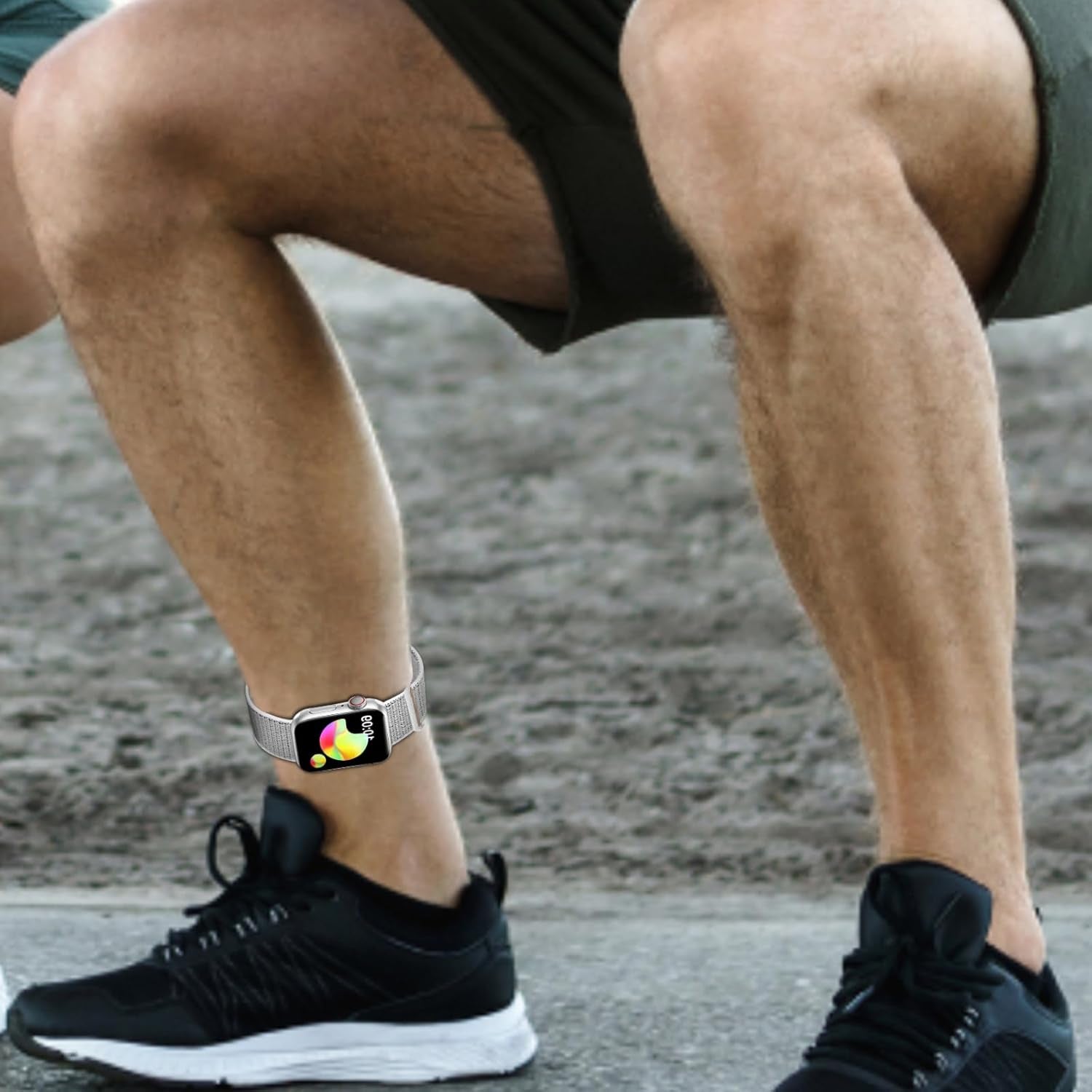 Ankle/Arm Band Compatible with Apple Watch 49Mm 45Mm 44Mm 42Mm 41Mm 40Mm 38Mm, Breathable Nylon Armband for Iwatch SE Ultra Series 9 8 7 6 5 4 3 2 1, Stretchy Ankle Strap for Women Men