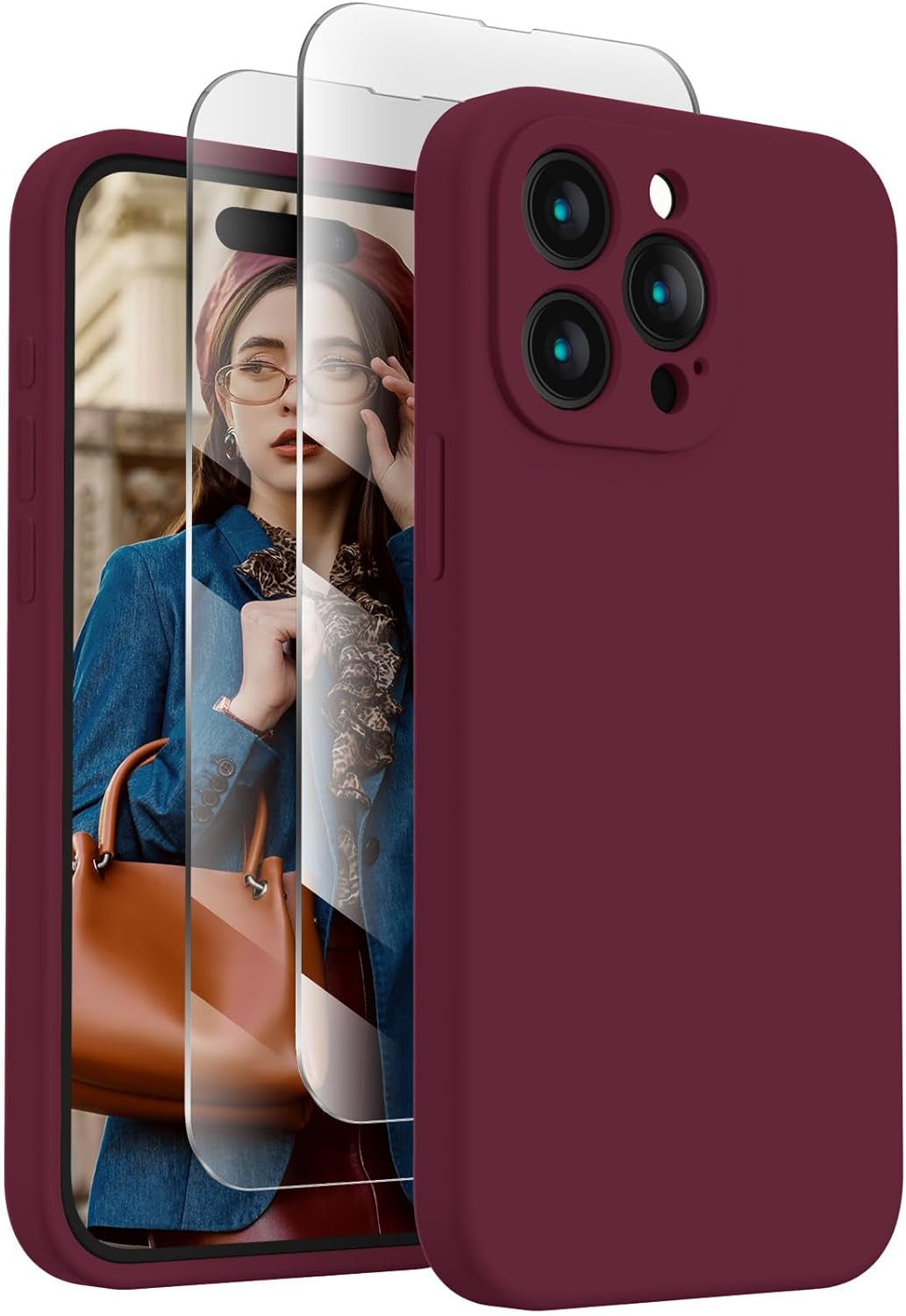 Firenova Designed for Iphone 15 Pro Case, Silicone Upgraded [Camera Protection] Phone Case with [2 Screen Protectors], Soft Anti-Scratch Microfiber Lining Inside, 6.1 Inch, Calke Green  FireNova   