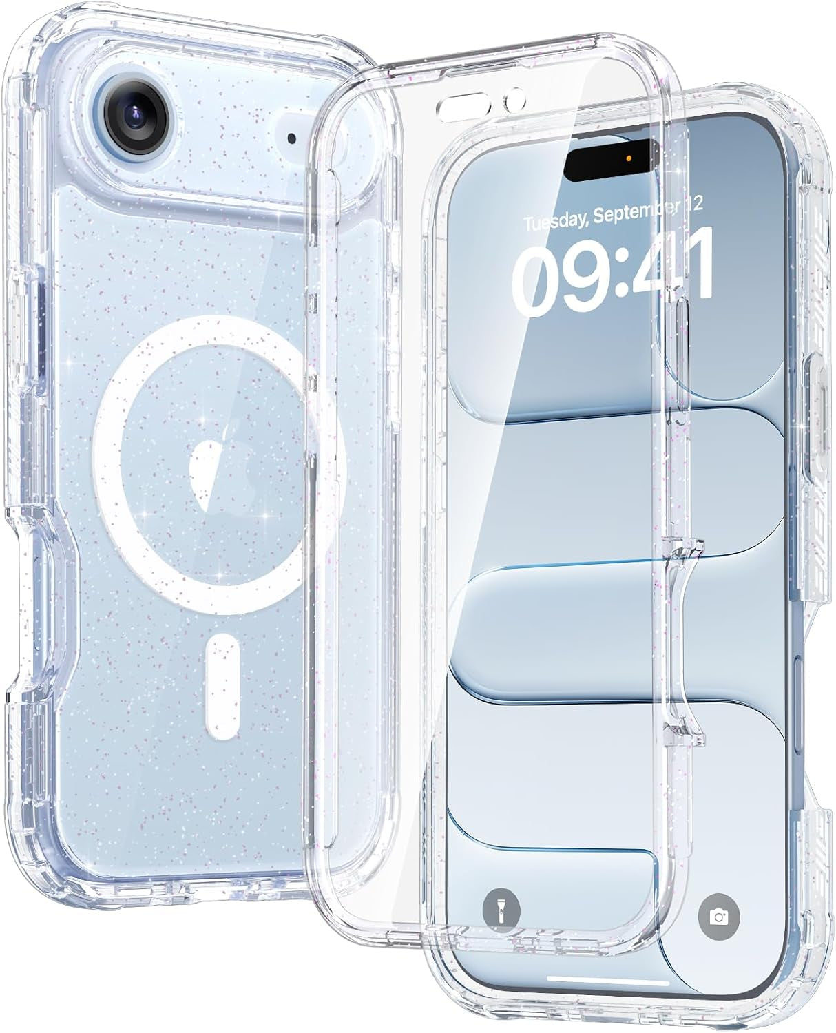 Diaclara Magnetic Designed for Iphone 17 Pro Max Case Full Body Bumper,[Compatible with Magsafe] Military Drop Proof Cover with Built-In Touch Sensitive Anti-Scratch Screen Protector,Orange