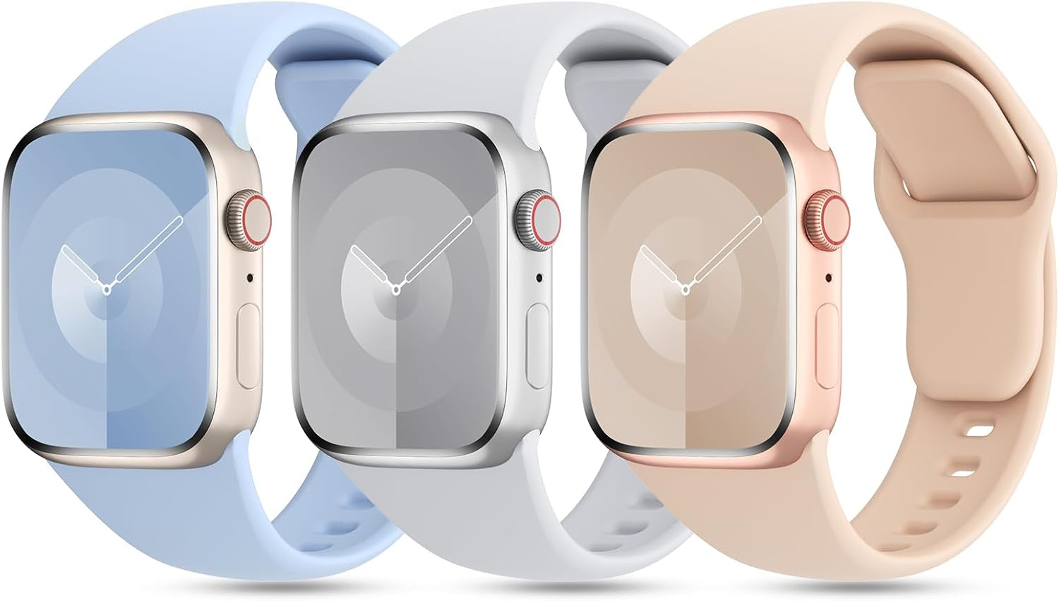 3 Pack Patented Sport Silicone Compatible with Apple Watch Band 41Mm 40Mm 38Mm 45Mm 44Mm 42Mm 49Mm Women Men, Soft Wristbands Waterproof Strap for Iwatch Bands Series 9 8 7 6 5 4 3 2 1 SE Ultra