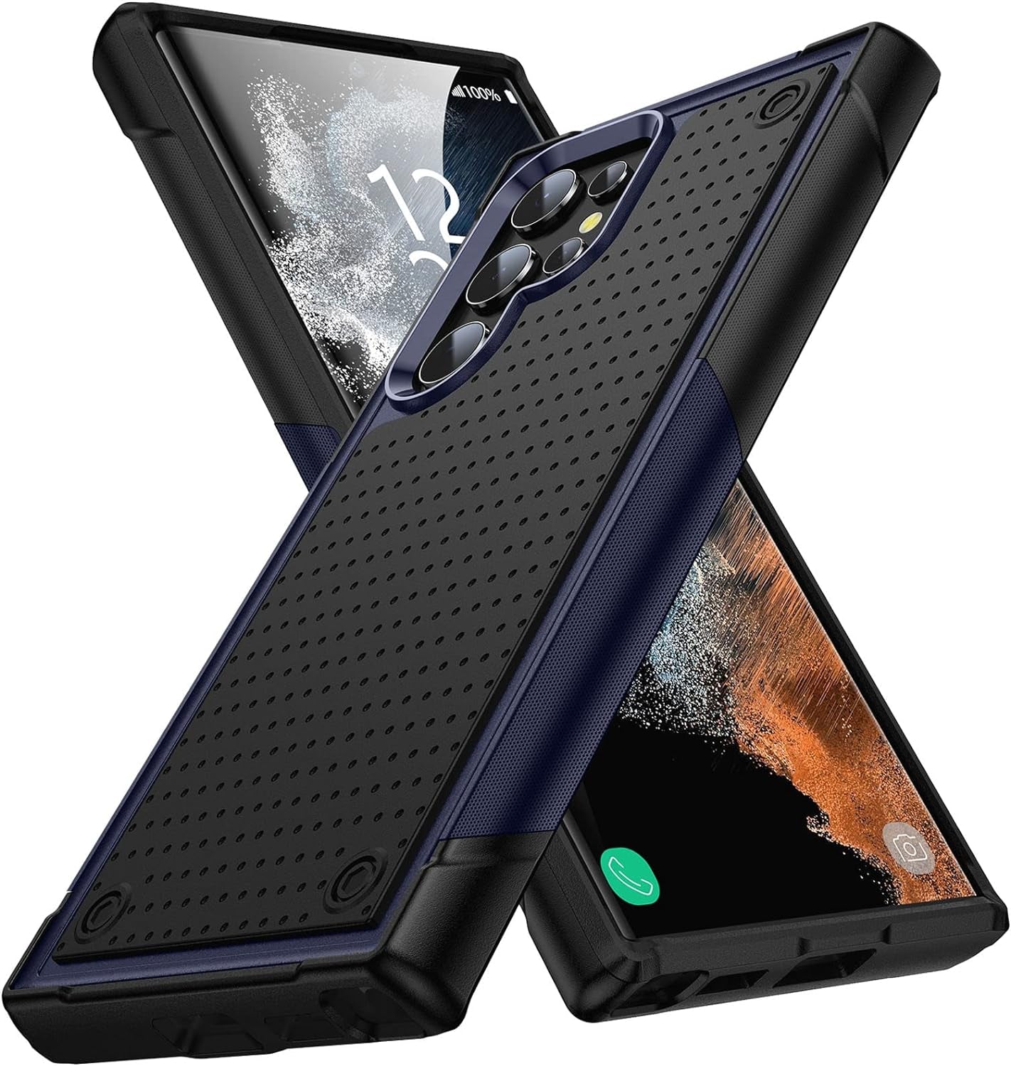 Designed for Samsung Galaxy S22 Ultra Case Gift Militay Grade Drop Protective Rugged Heavy Duty Cover Shockproof Case for Galaxy S22 Ultra Phone Case for Women Men Boy Girl (Blue+Black)