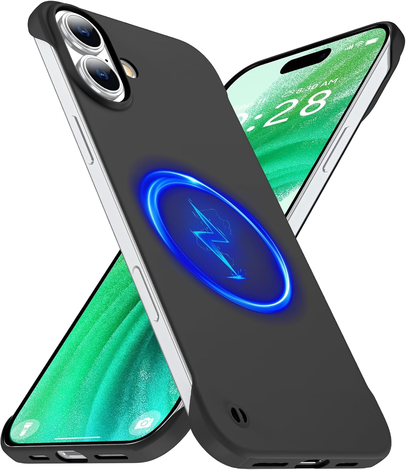 Magnetic Slim Case Fit for Iphone 17 Pro Max Phone Case 6.9"(2025) Ultra-Thin Lightweight Durable Frameless Matte Hard for Magsafe Cover Case with Pull Ring Shockproof Non Slip Rope-Black