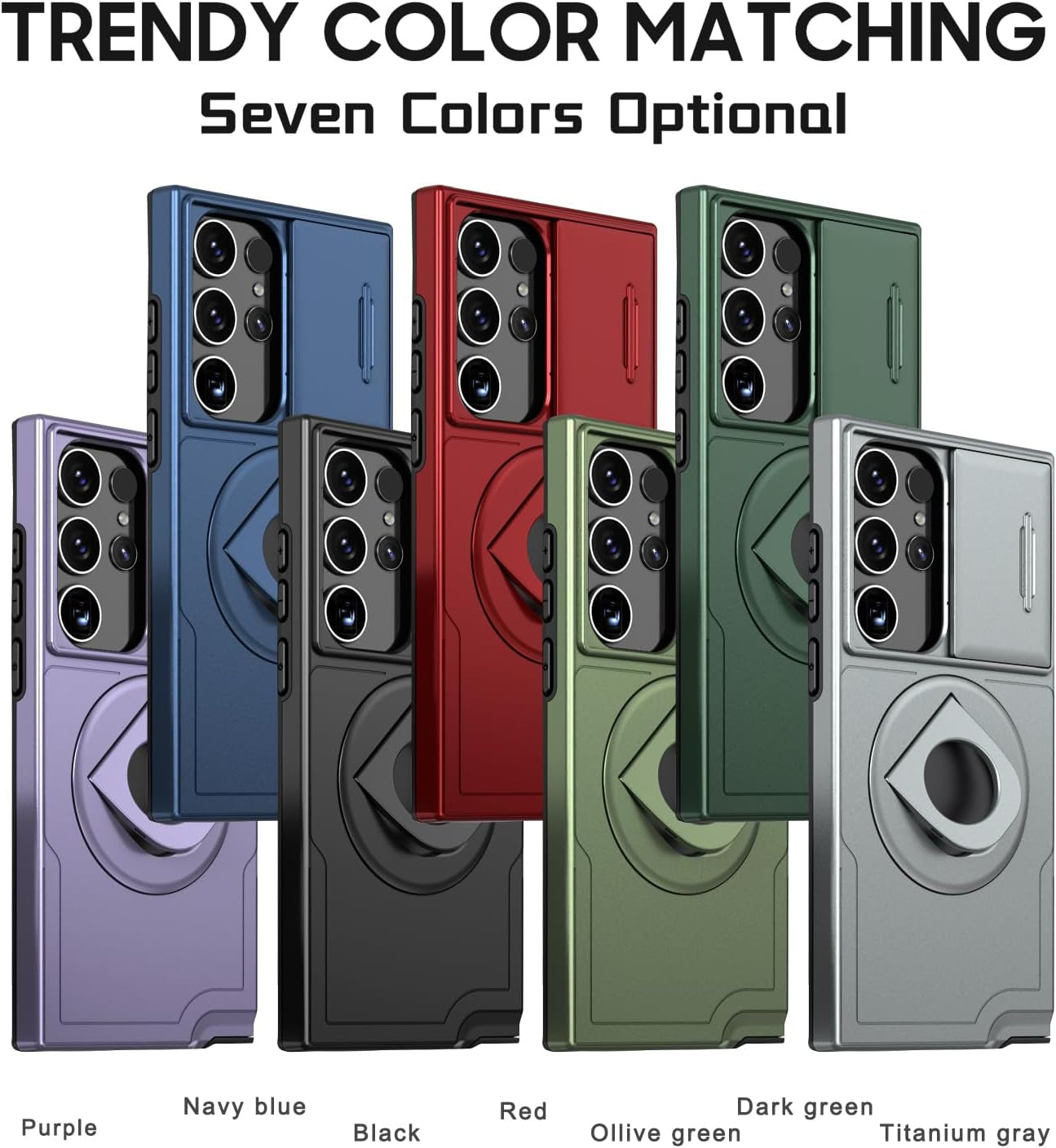 For Samsung Galaxy S22 Ultra Mag-Safe Kickstand Case with Slide Camera Cover,Slim Shockproof Military Heavy Duty Anti-Drop Full Body Protection,360 Rotating Stand Magnetic Phone Case(Black)