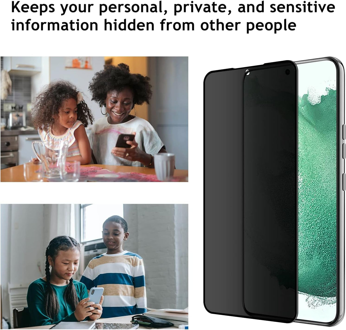 2 Pack Privacy Screen Protector for Samsung Galaxy S22 Plus/ S22+ [Anti-Spy Tempered Glass], Ultra HD, Anti-Scratch, Bubble-Free, Easy Install 9H Protective Glass Black (Not for S21/S22 Ultra)