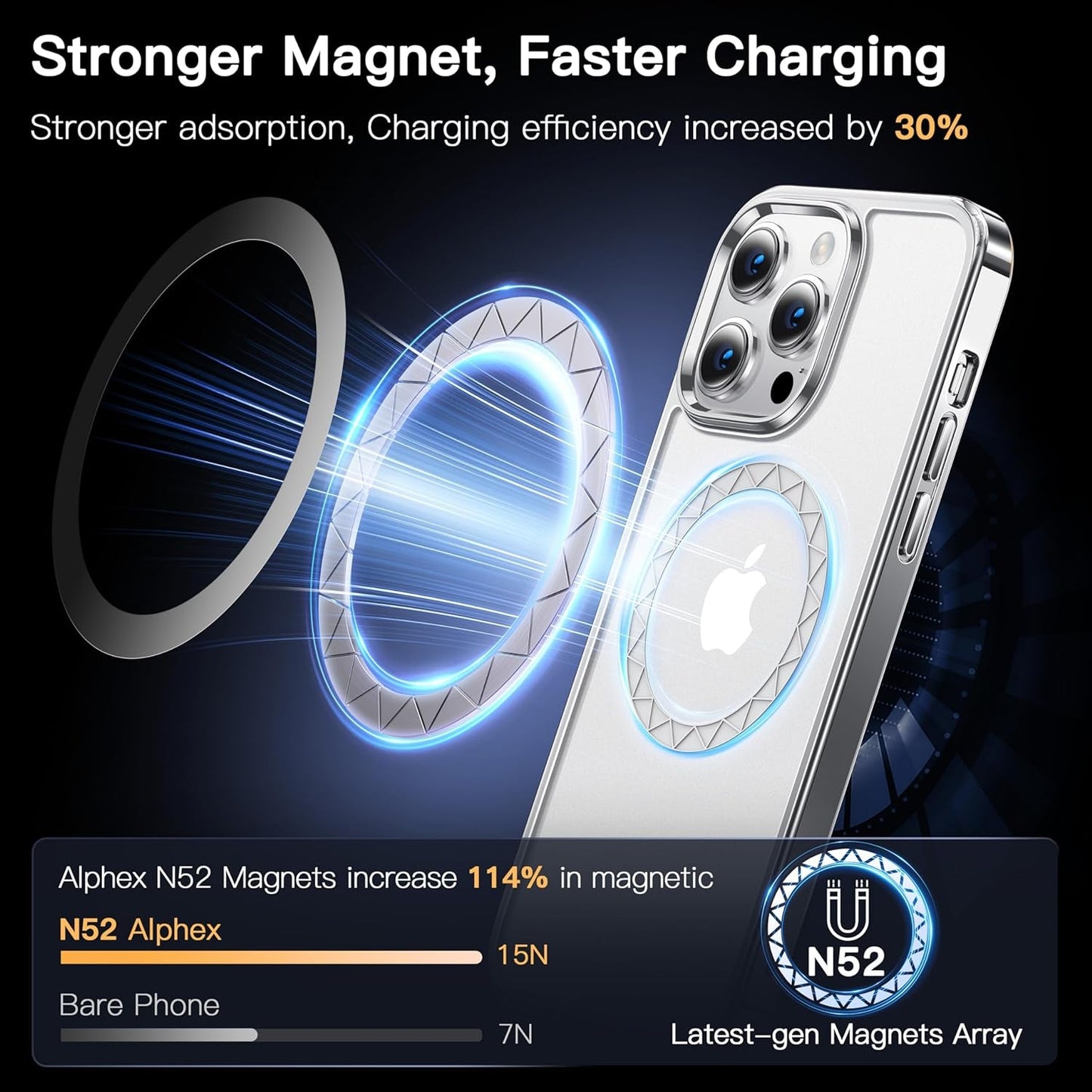 Alphex Polished Titanium for Magsafe Iphone 14 Pro Case, [12FT Military Grade Shockproof] Official Color Match for Iphone, Matte Back, Shockproof Bumper, Magnetic Phone Cover 6.1 Inch, Silver  Alphex   