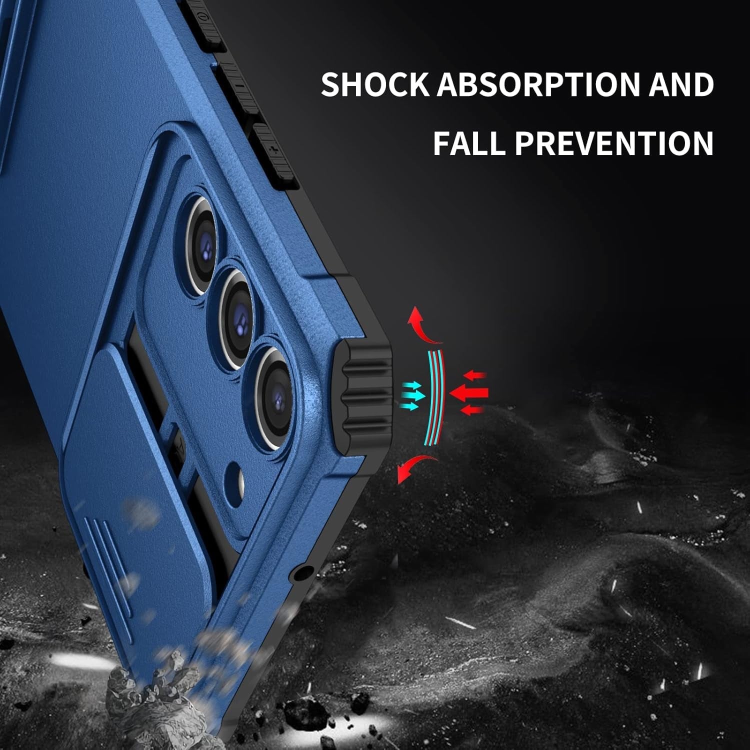 For Samsung Galaxy S22 plus 5G Case with Slide Camera Cover, Armor Silicone TPU Bumper Tough PC S22 plus Cover with Kickstand, Military Shockproof Protective Phone Case for Galaxy S22 plus Blue