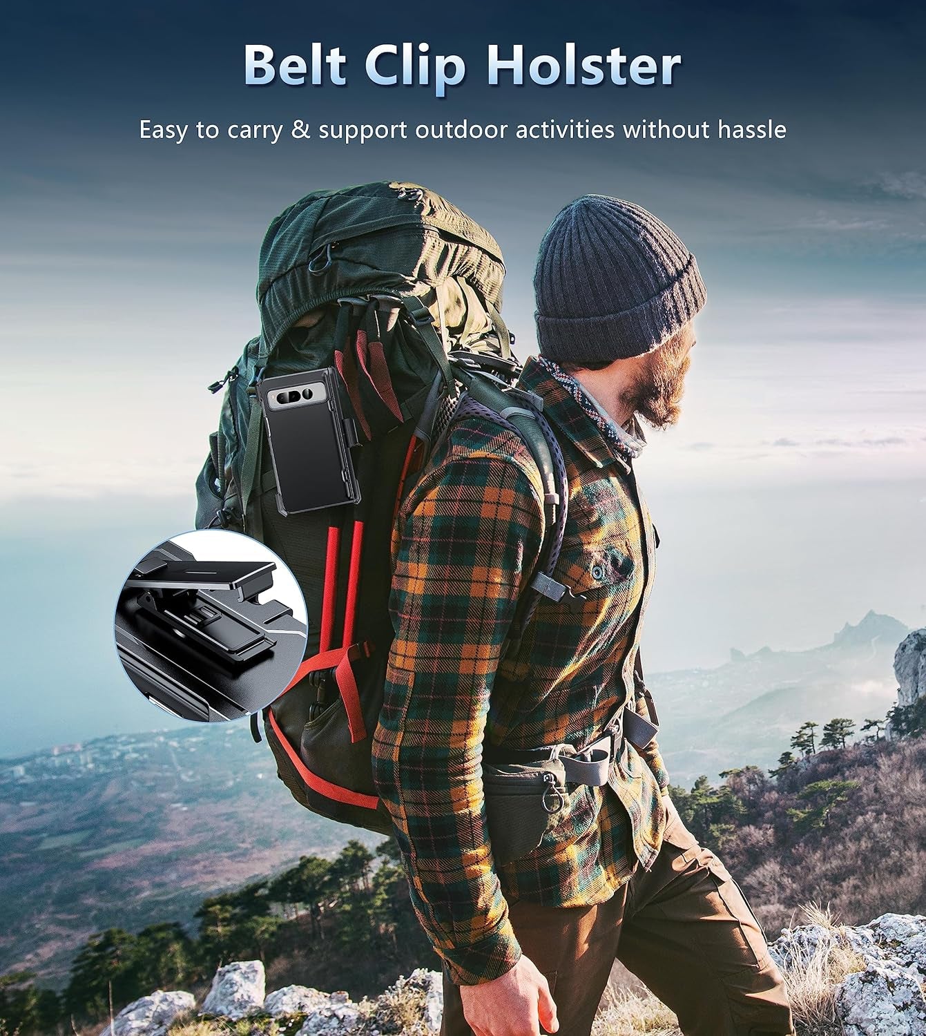 FNTCASE for Google Pixel Fold Case: Rugged Shockproof Cover with Kickstand & Holster | Drop Proof Hinge Protection Screen Protector Military Grade Tough Slim Protective 5G Phone Shell Black  FNTCASE   