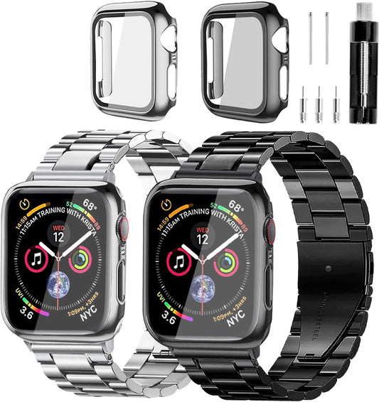 Compatible with Apple Watch Band Case Iwatch Ultra Series 9 8 7 6 5 4 3 2 1 SE 49Mm 45Mm 44Mm 42Mm 41Mm 40Mm 38Mm, Stainless Steel Metal Business Executive Classy Men Women