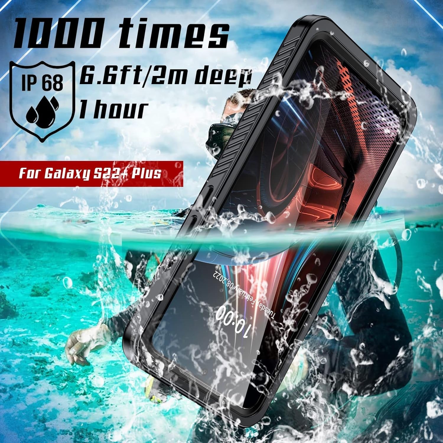 ANTSHARE for Samsung Galaxy S22+ plus Case Waterproof, Full Body Protective Built-In Screen Protector Dustproof Dropproof Heavy Duty Shockproof IP68 Waterproof Clear Case for S22+ plus 5G 6.5Inch