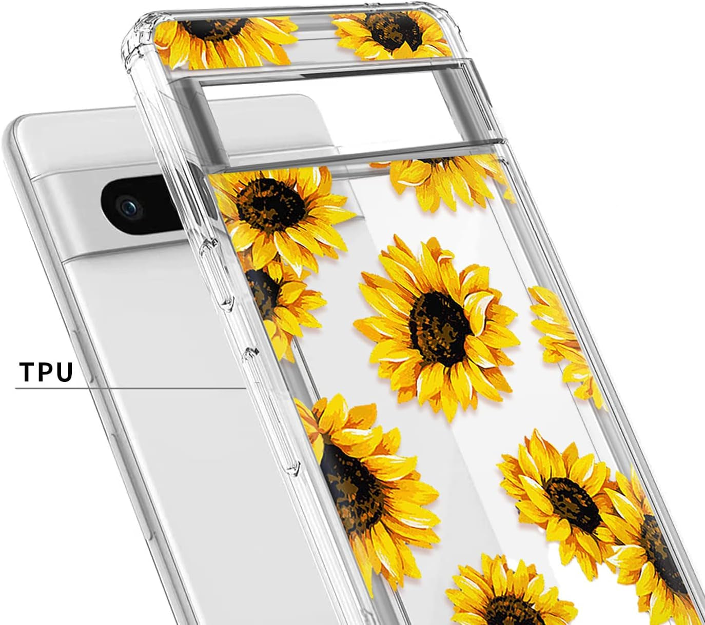 Sunflower Case Compatible with Pixel 8 Pro,Cute Floral Flower Pattern Ultra Slim Fit Cover for Women Girls,Not Yellowing Soft TPU Clear Silicone Shockproof Protective Case for Pixel 8 Pro  Yivenbarity   
