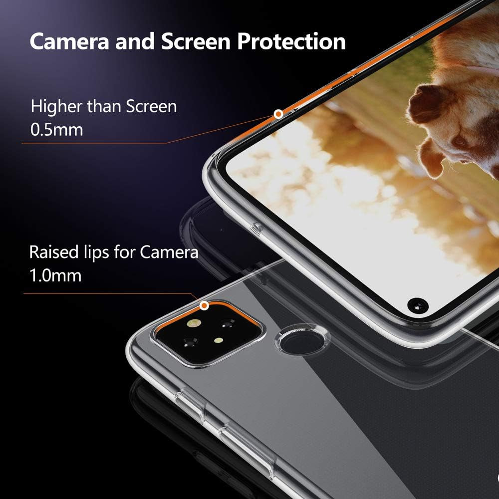 For Google Pixel 5 Clear Case,Slim Thin Soft Skin Silicone Flexible TPU Rubber Gel Lightweight Anti-Scratch Shockproof Protective Cases Cover for Google Pixel 5,Crystal Clear  KEEPCA   