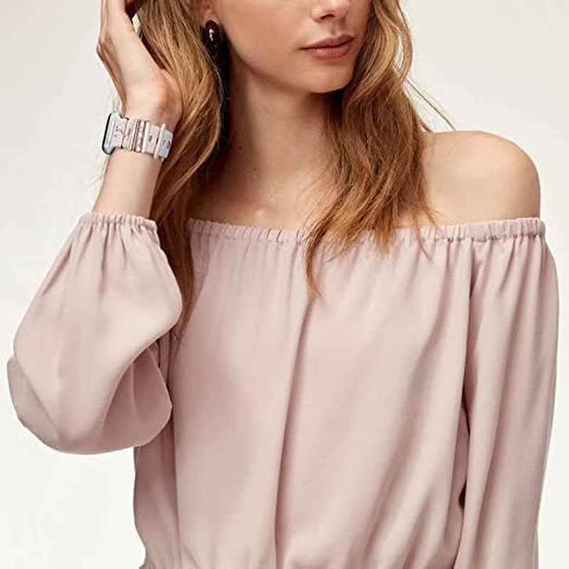 Decorative Rings Loops Compatible with Apple Watch Silicone Bands Charms 45Mm 44Mm 42Mm 41Mm 40Mm 38Mm Iwatch Series 8 7 6 5 4 3 2 1 Metal Diamond Charms Accessories (Z-Rose Gold)