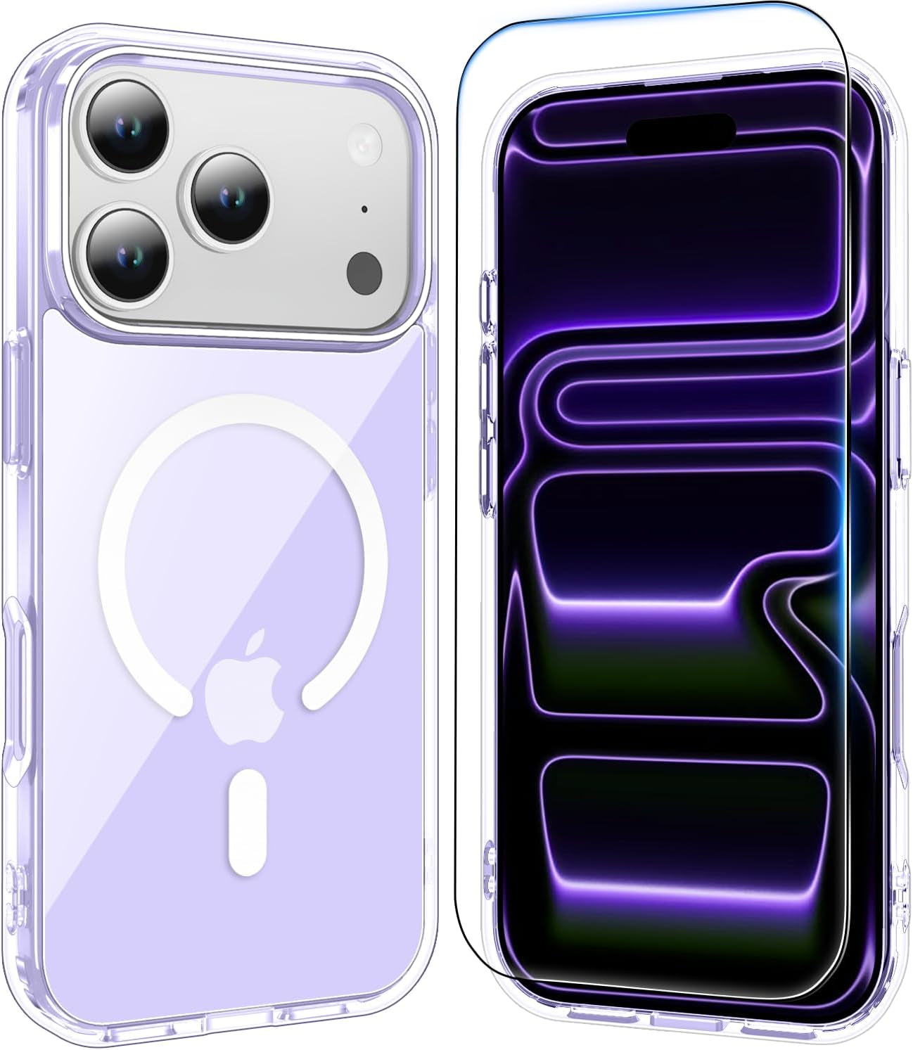 Temdan for Iphone 17 Pro Max Case Clear with Screen Protector, Compatible with Magsafe, Anti-Yellowing, Military-Grade Protection, Shockproof Slim Magnetic Phone Case Cover, Transparent