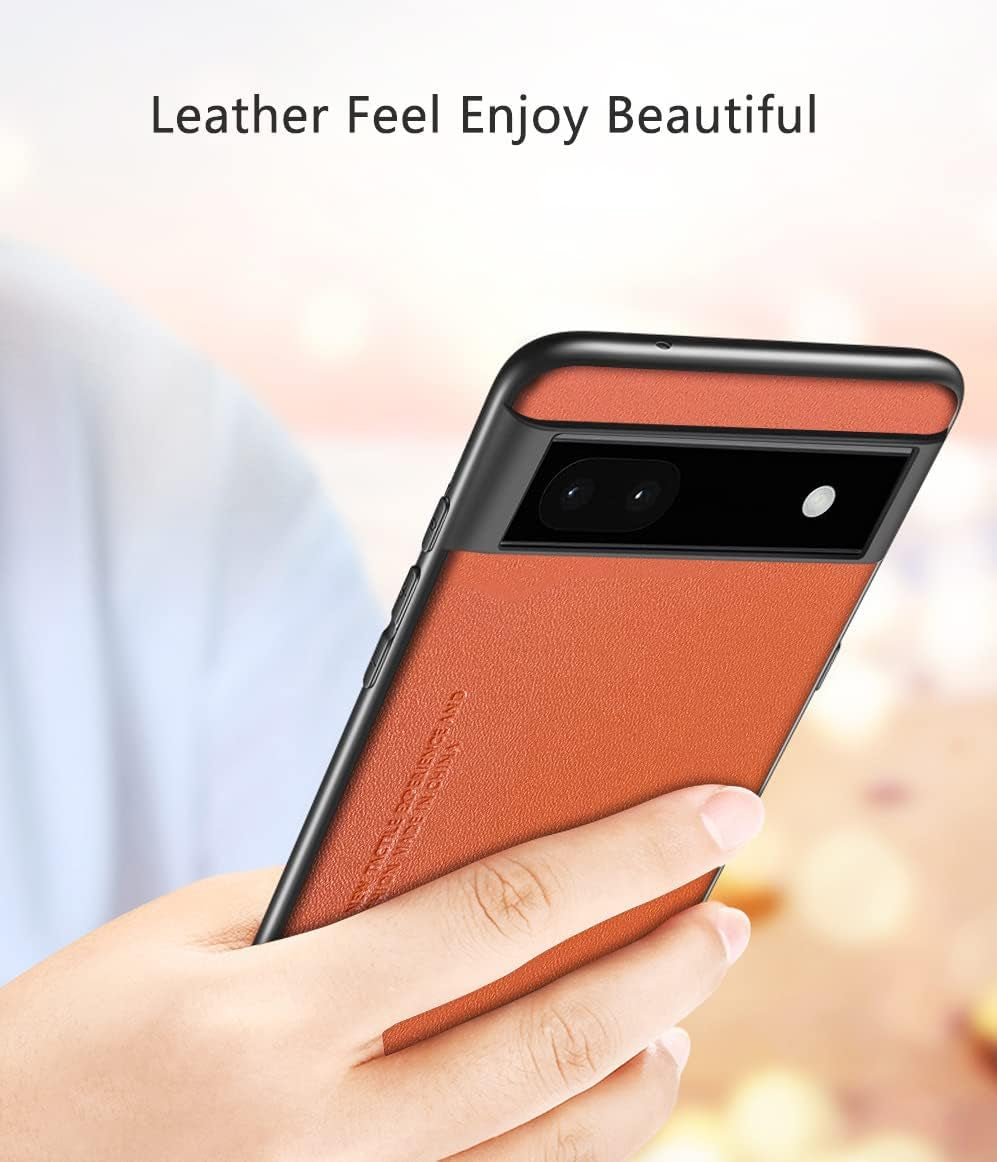 For Google Pixel 6A Case 5G (2022), Soft TPU Artificial Leather Case,Extremely Light Ultra-Light Camera Protection Leather Cover Case for Google Pixel 6A 5G(Orange)  Puxssul   