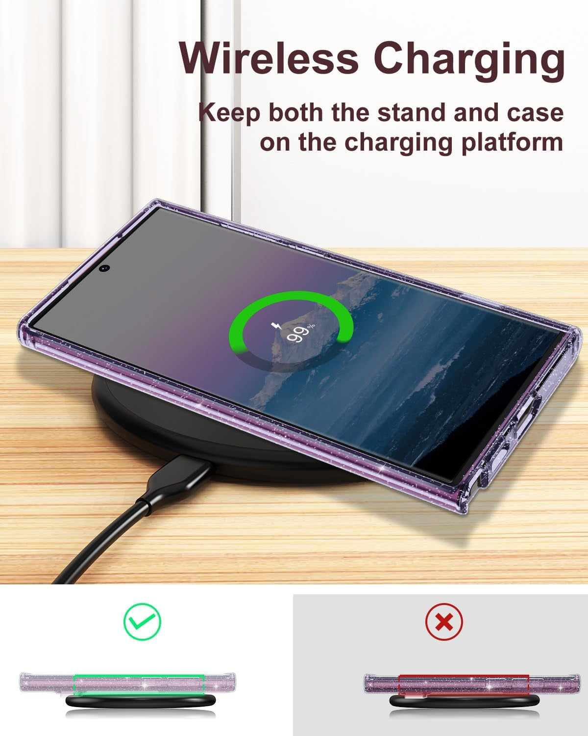 Btscase for Samsung Galaxy S22 Ultra 5G Case, with Adjustable Metal Kickstand, Crystal Clear Soft Flexible TPU Slim Shockproof Drop Protective Girls Women Men Cover for Galaxy S22 Ultra 5G, Purple