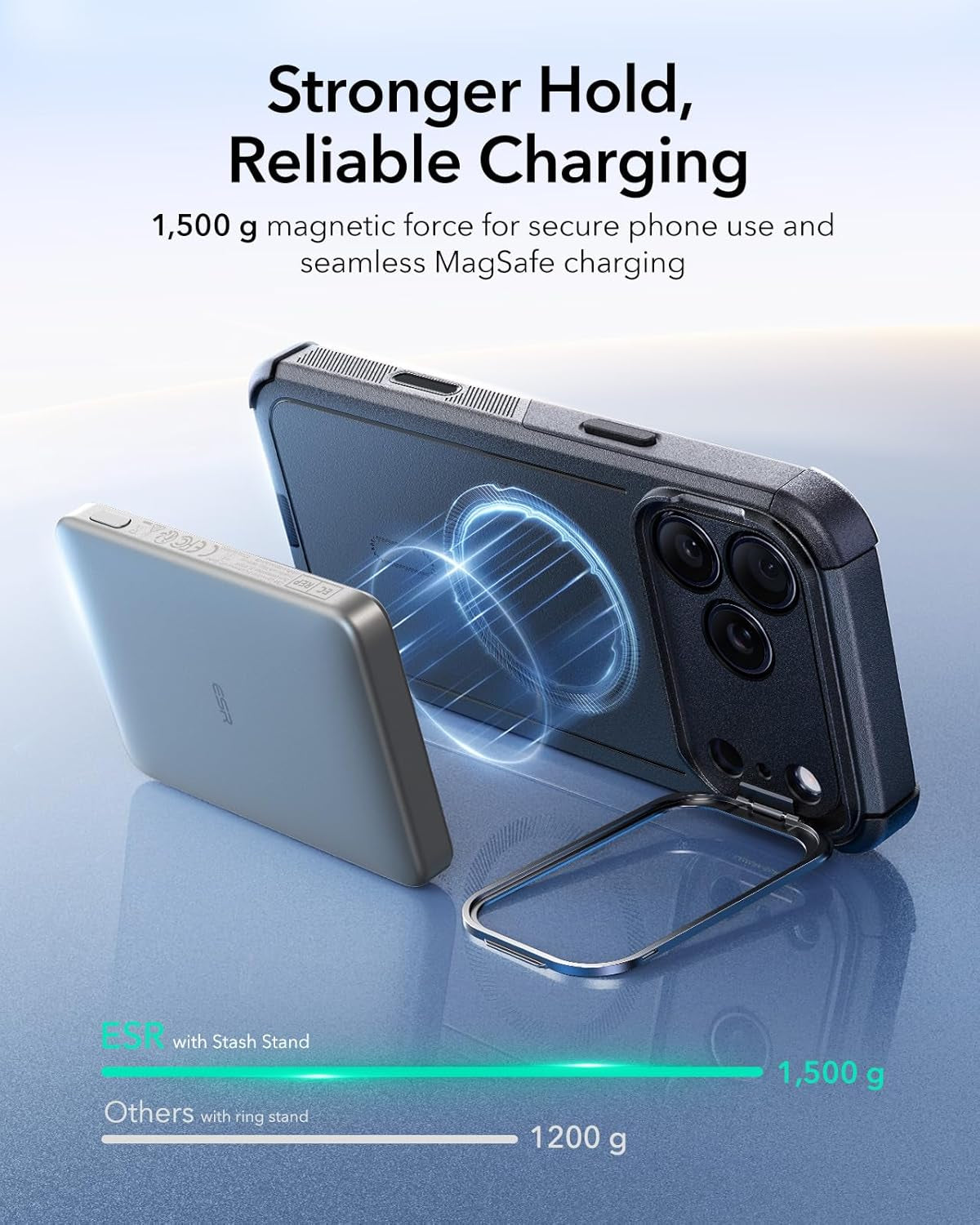 ESR for Iphone 17 Pro Case with Stash Stand, 7X Military-Grade Drop Protection with Camera Control, Shock-Absorbing Phone Rugged Cover, Compatible with Magsafe Accessories, Cyber Series, Black