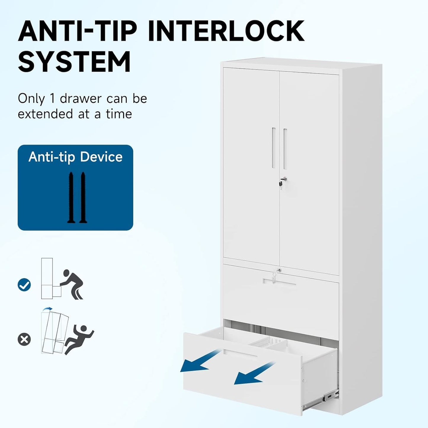 PEUKC 2-Drawer Metal File Cabinet, Lateral Vertical Filing Cabinets for Home Office, Locking File Cabinet with Storage Shelves, Legal/Letter/A4 Size Office File Cabinet, (White, Assemble Required)  PEUKC   